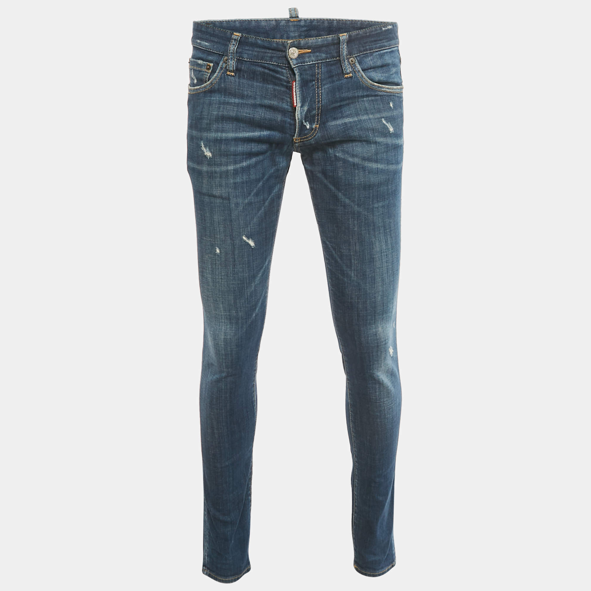 Pre Owned Dsquared2 Blue Distressed Denim Slim Jeans S/Waist 32"