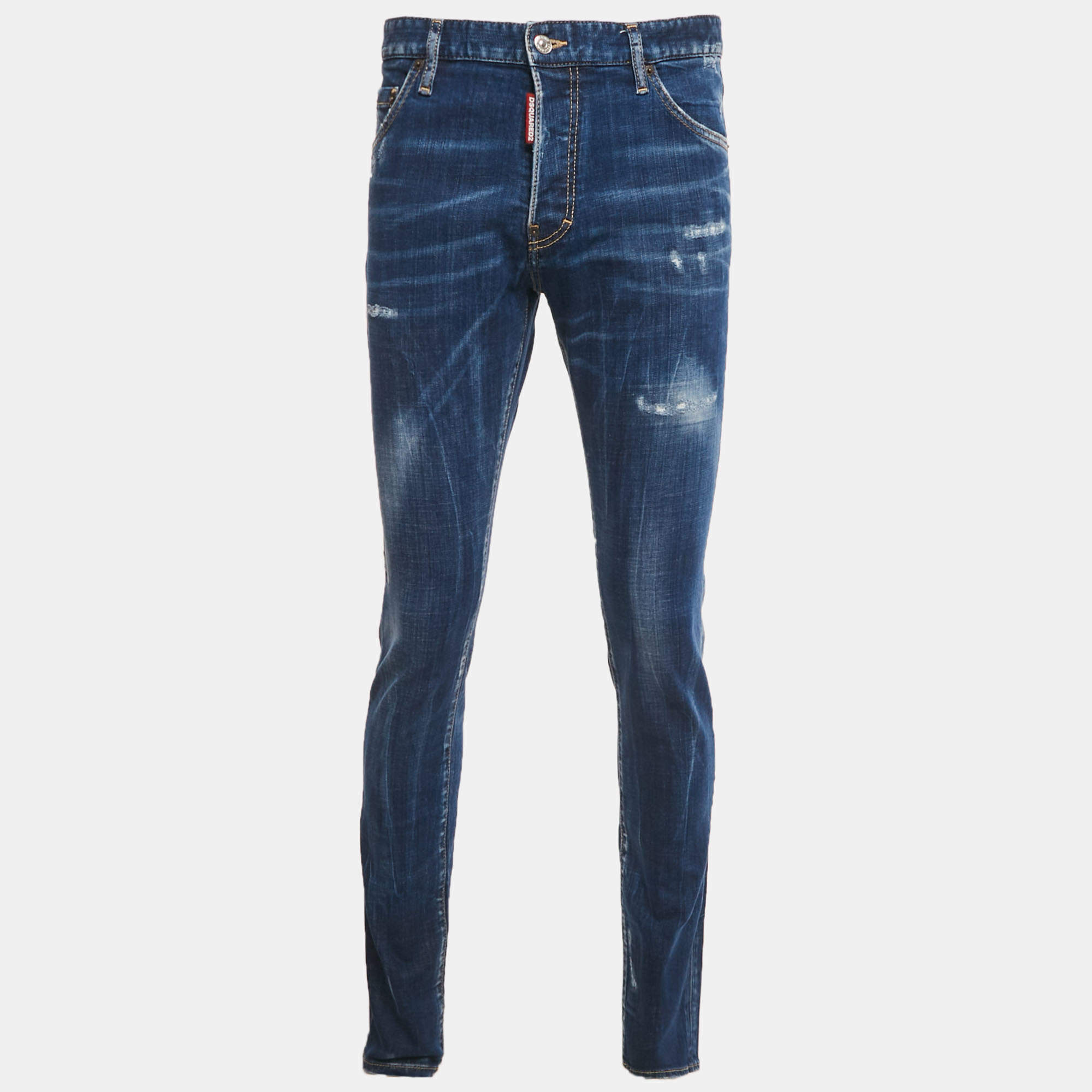 Pre Owned Dsquared2 Blue Distressed Denim Cool Guy Jeans XL Waist 36"