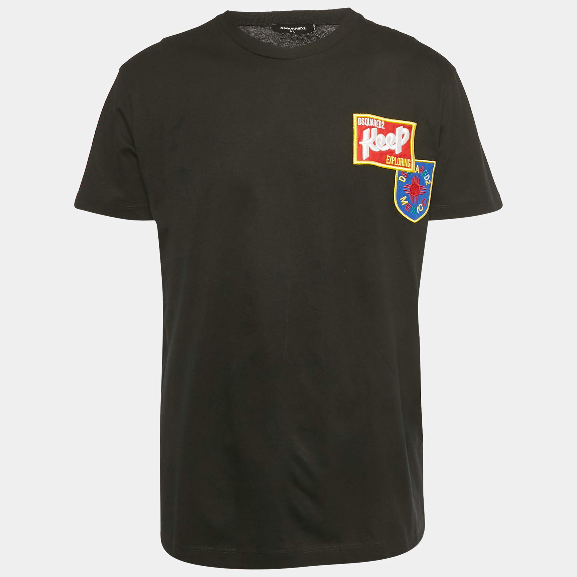 Pre Owned Dsquared2 Black Mexico Embroidered Jersey T-Shirt XL