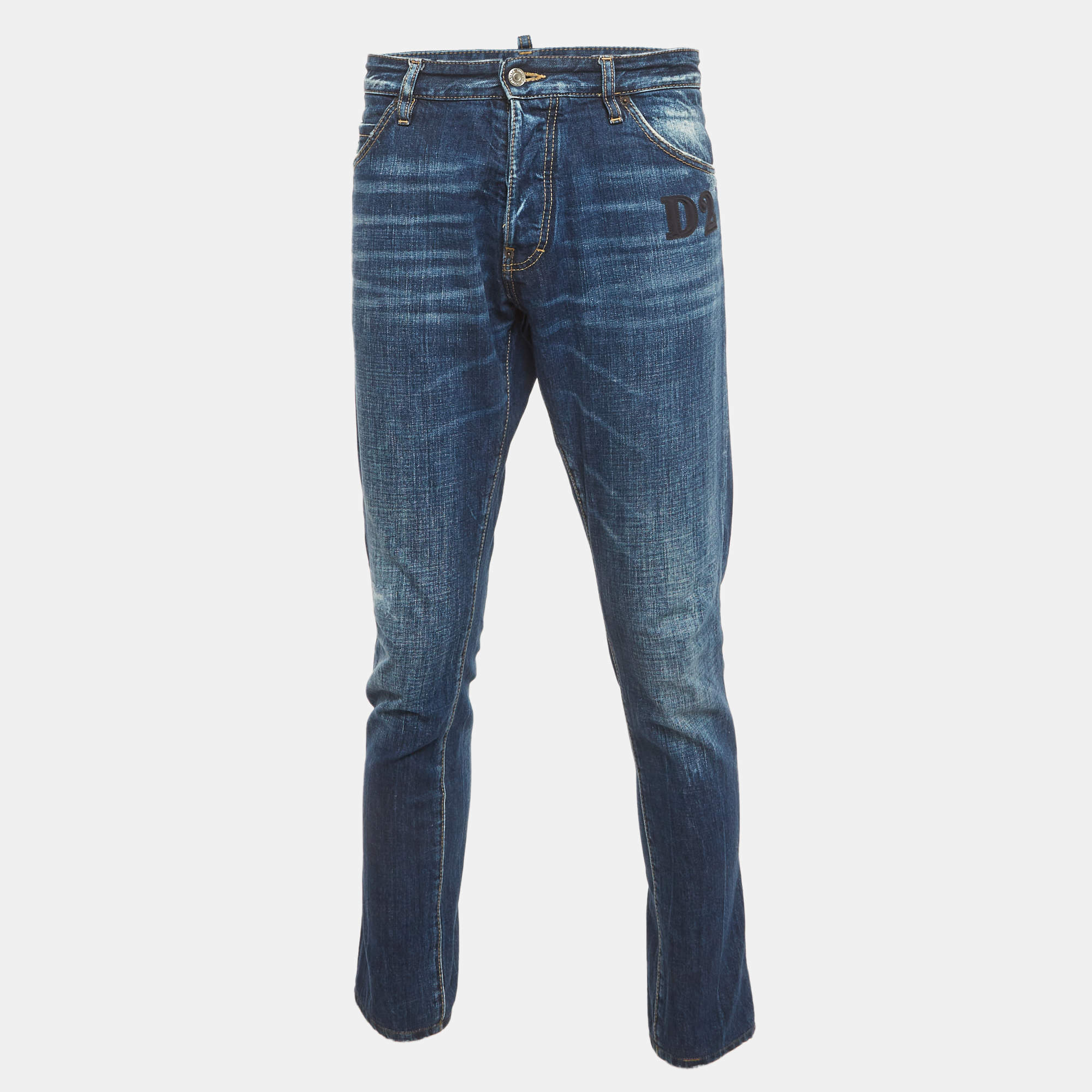 Pre Owned Dsquared2 Blue Fading Denim Slim Jeans XL/Waist 38"