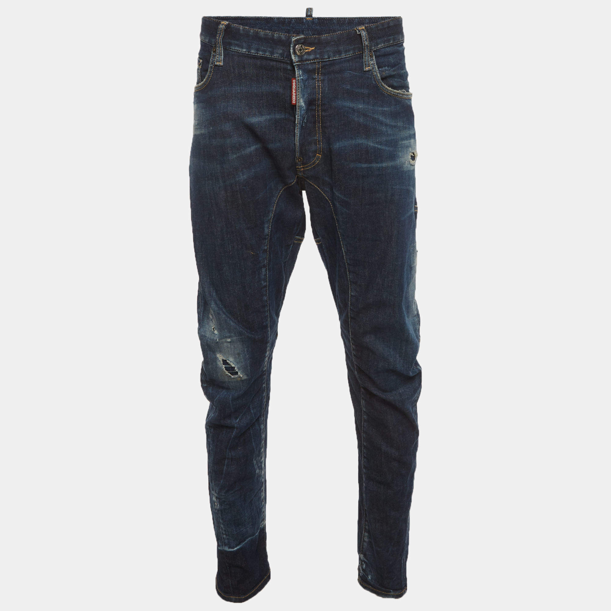 Pre Owned Dsquared2 Blue Denim Slim Fit Distressed Jeans XXL/Waist 40"