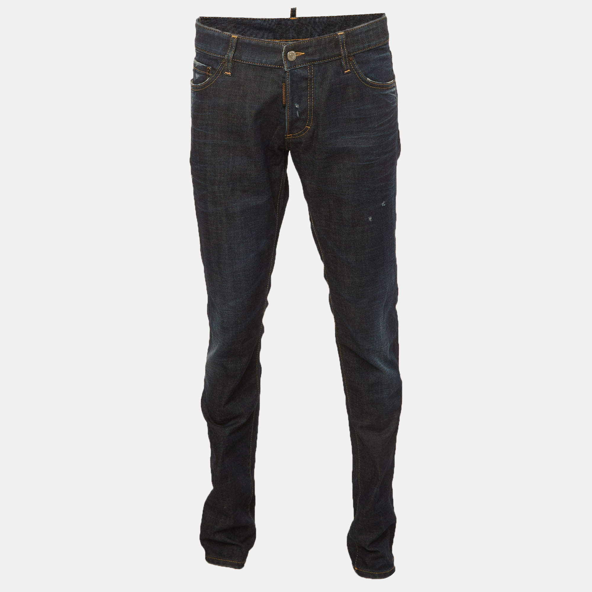 Pre Owned Dsquared2 Blue Distressed Denim Slim Fit Jeans XL/Waist 38"