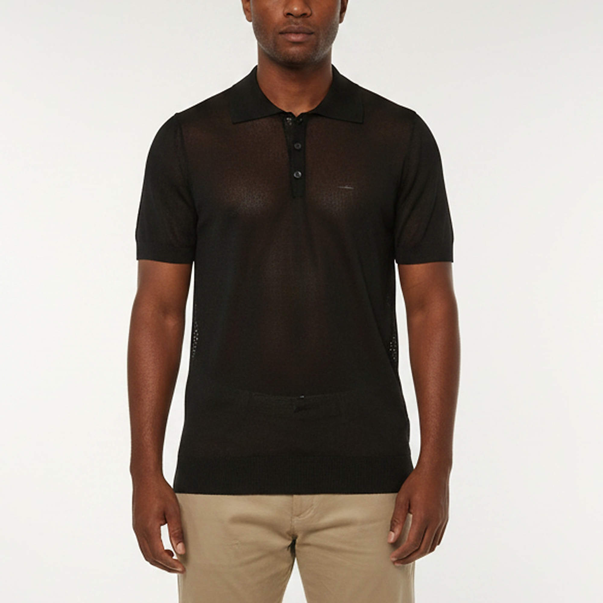Pre Owned Dsquared2 Black Mesh Short Sleeve Sheer Polo T-Shirt XS