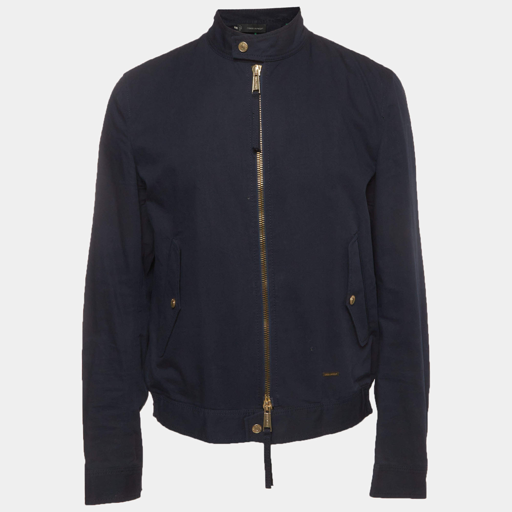 Pre Owned Dsquared2 Navy Blue Cotton Zip-Up Bomber Jacket XL