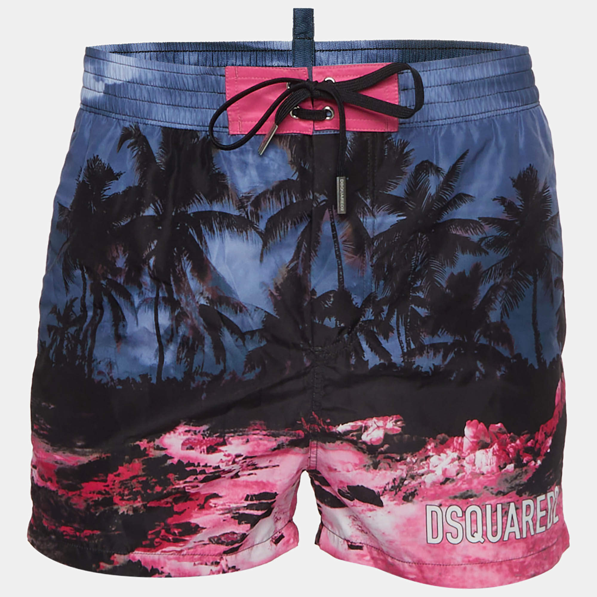 Pre Owned Dsquared2 Multicolor Synthetic Drawstring Sunset Shorts XS