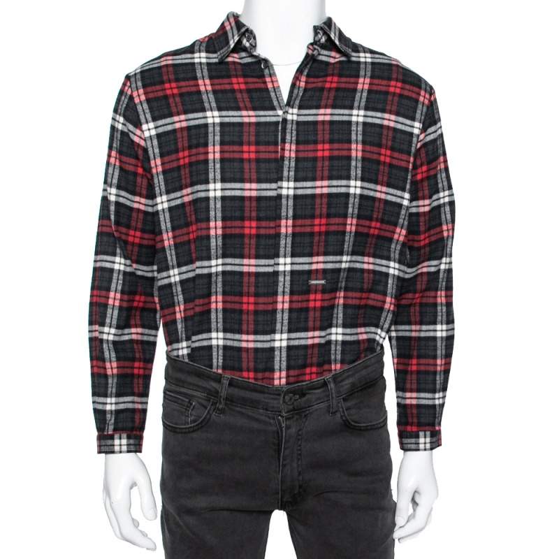 Dsquared2 Red & Grey Cotton Checked Flannel Shirt XS