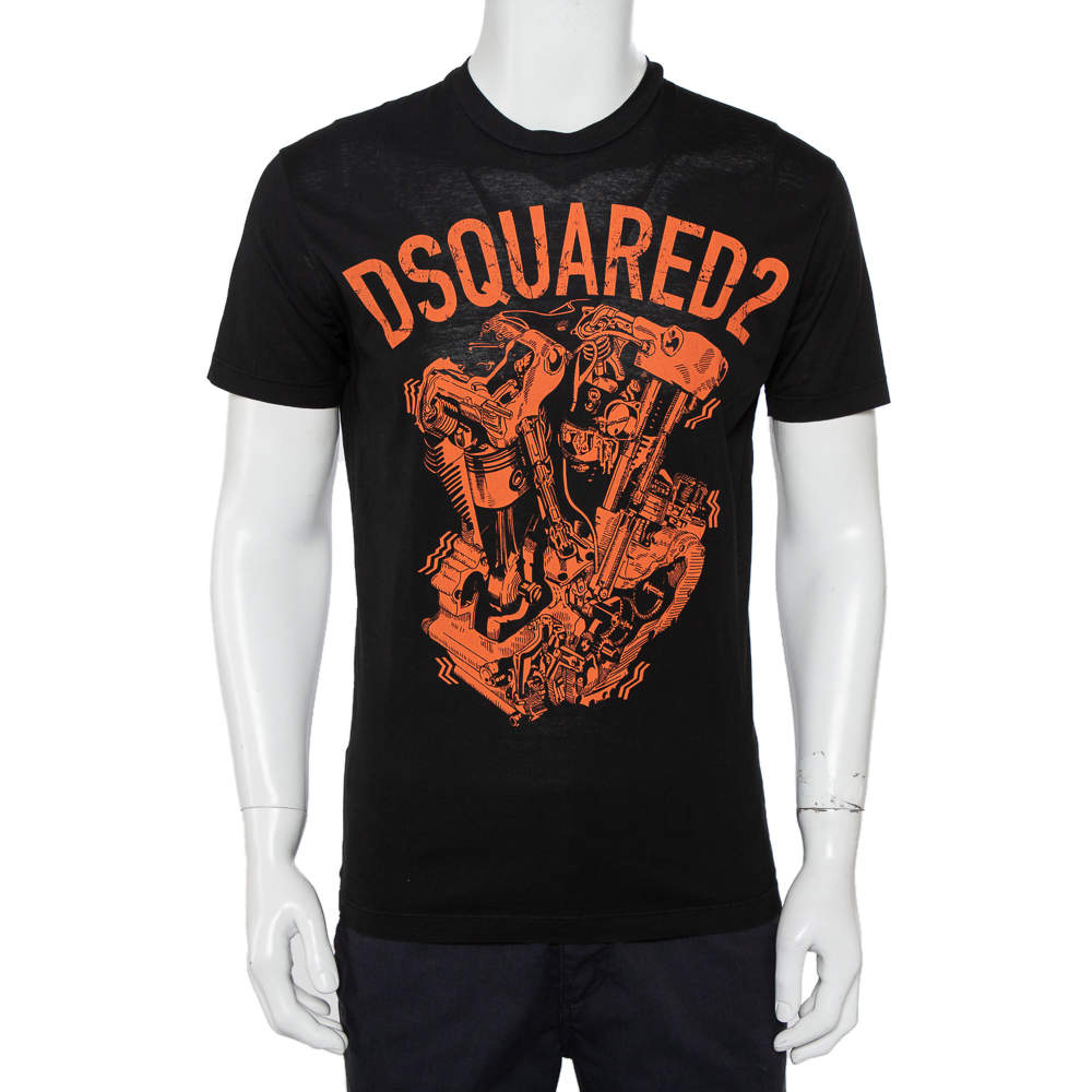 Dsquared2 Black Logo Graphic Printed Cotton Crewneck T-Shirt S