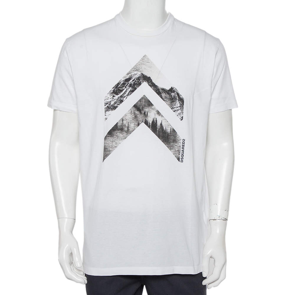 Dsquared2 White Printed Cotton Crewneck T-Shirt XL