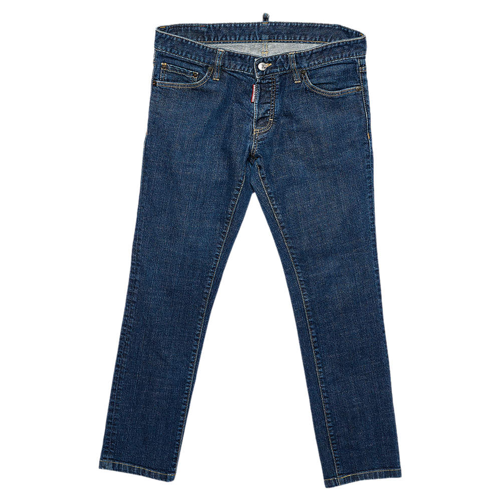 Pre Owned Dsquared2 Navy Blue Denim Tapered Leg Jeans L