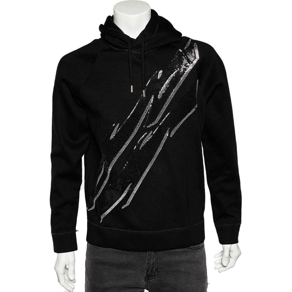 Dsquared2 Black Knit Sequined Detail Hoodie S