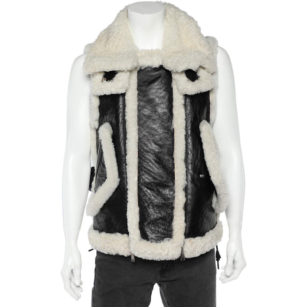 Dsquared2 Black Synthetic Fur Trim Detail Sleeveless Vest XS