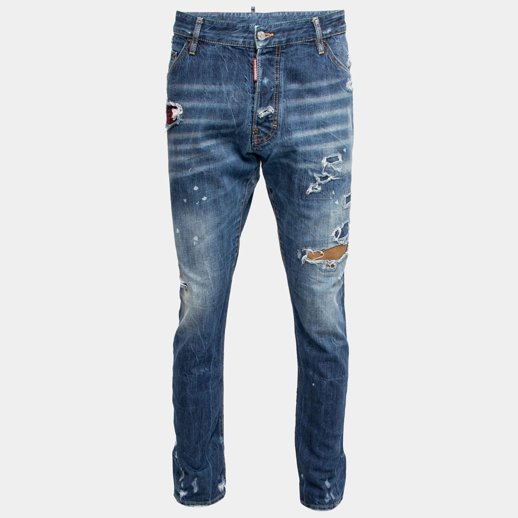 Pre Owned Dsquared2 Blue Distressed Denim Classic Kenny Twist Fit Jeans XXL