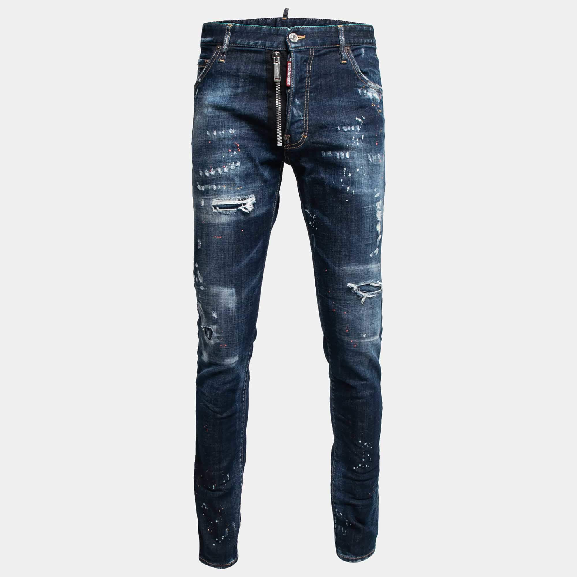 Pre Owned Dsquared2 Navy Blue Cotton Cool Guy Jeans L