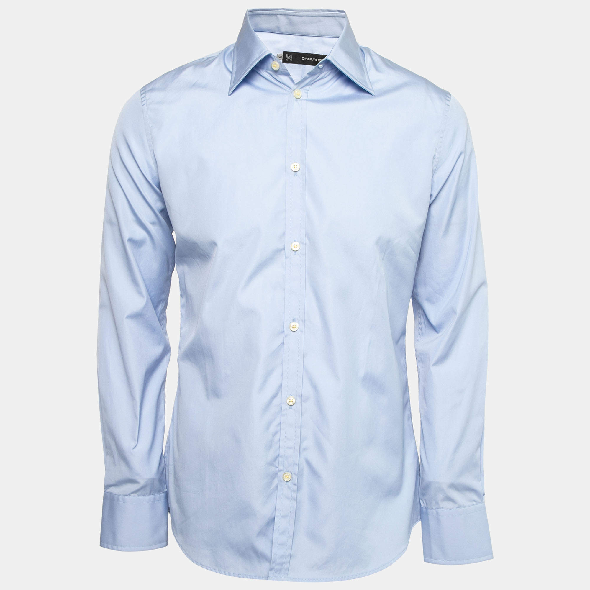 Pre Owned Dsquared2 Blue Cotton Button Front Shirt L