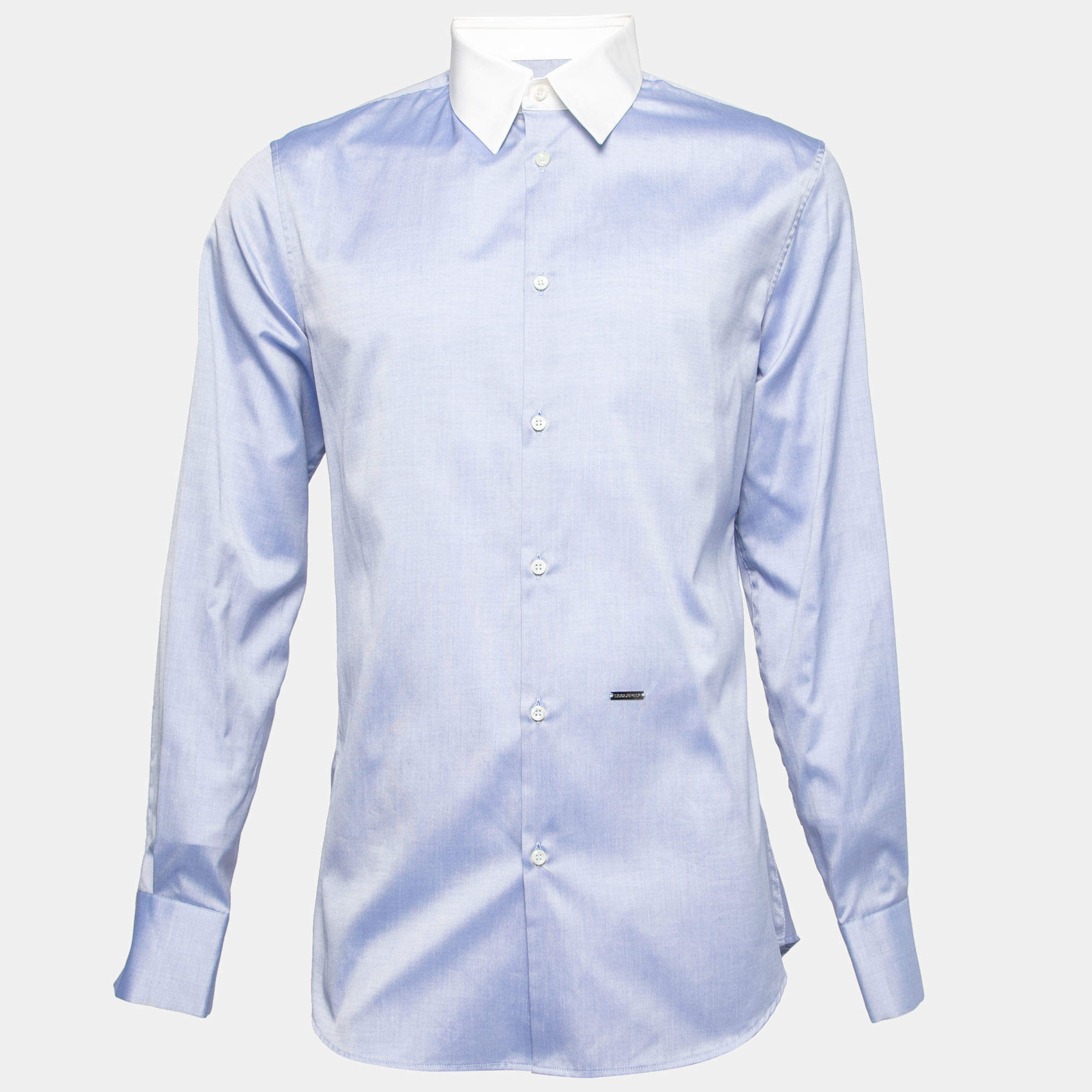 Pre Owned Dsquared2 Blue Cotton Tailor Dean Classic Fit Shirt L