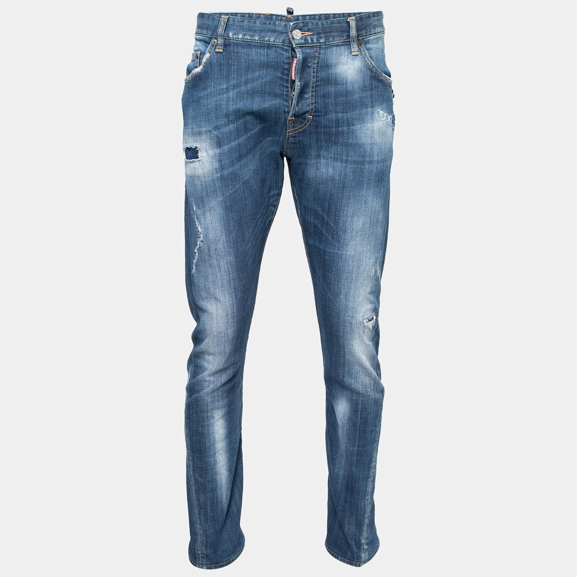 Pre Owned Dsquared2 Blue Distressed Denim Sexy Twist Jeans XXXL Waist 37