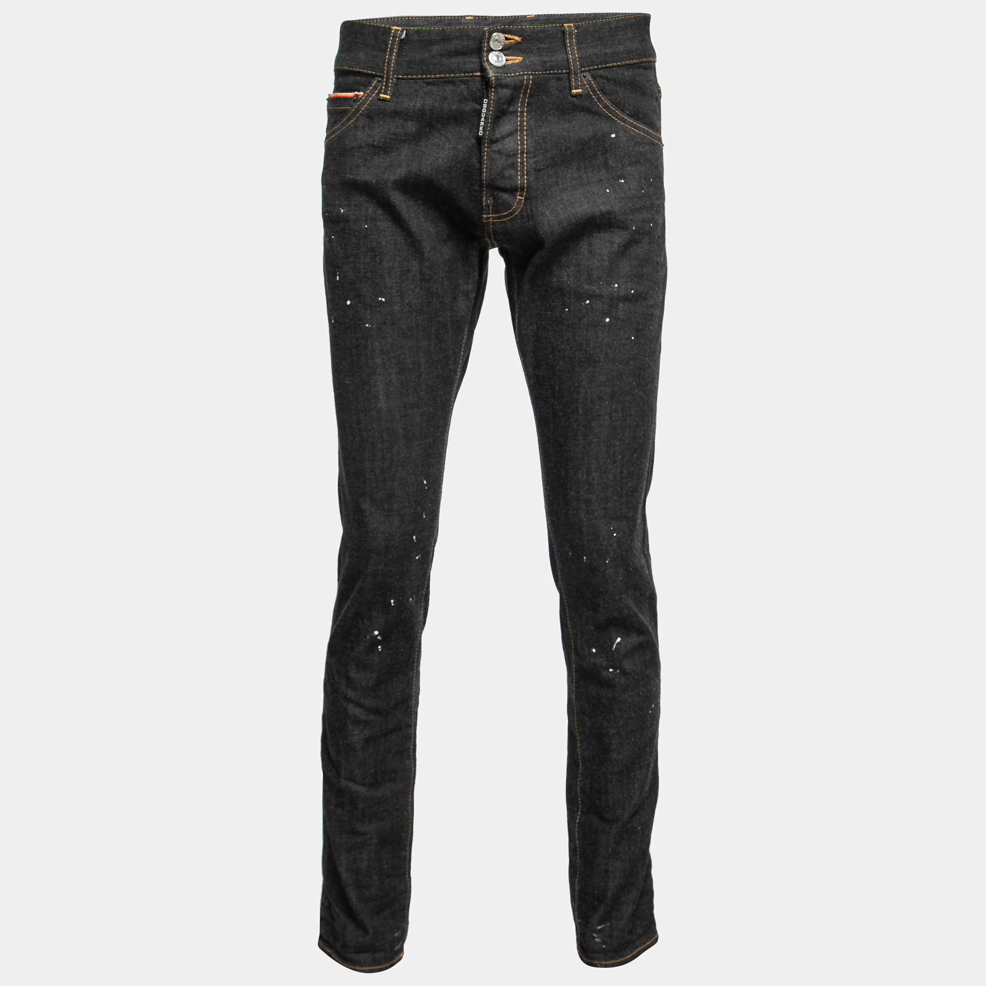Dsquared2 Black Denim Paint Splash Jeans M Waist 36"