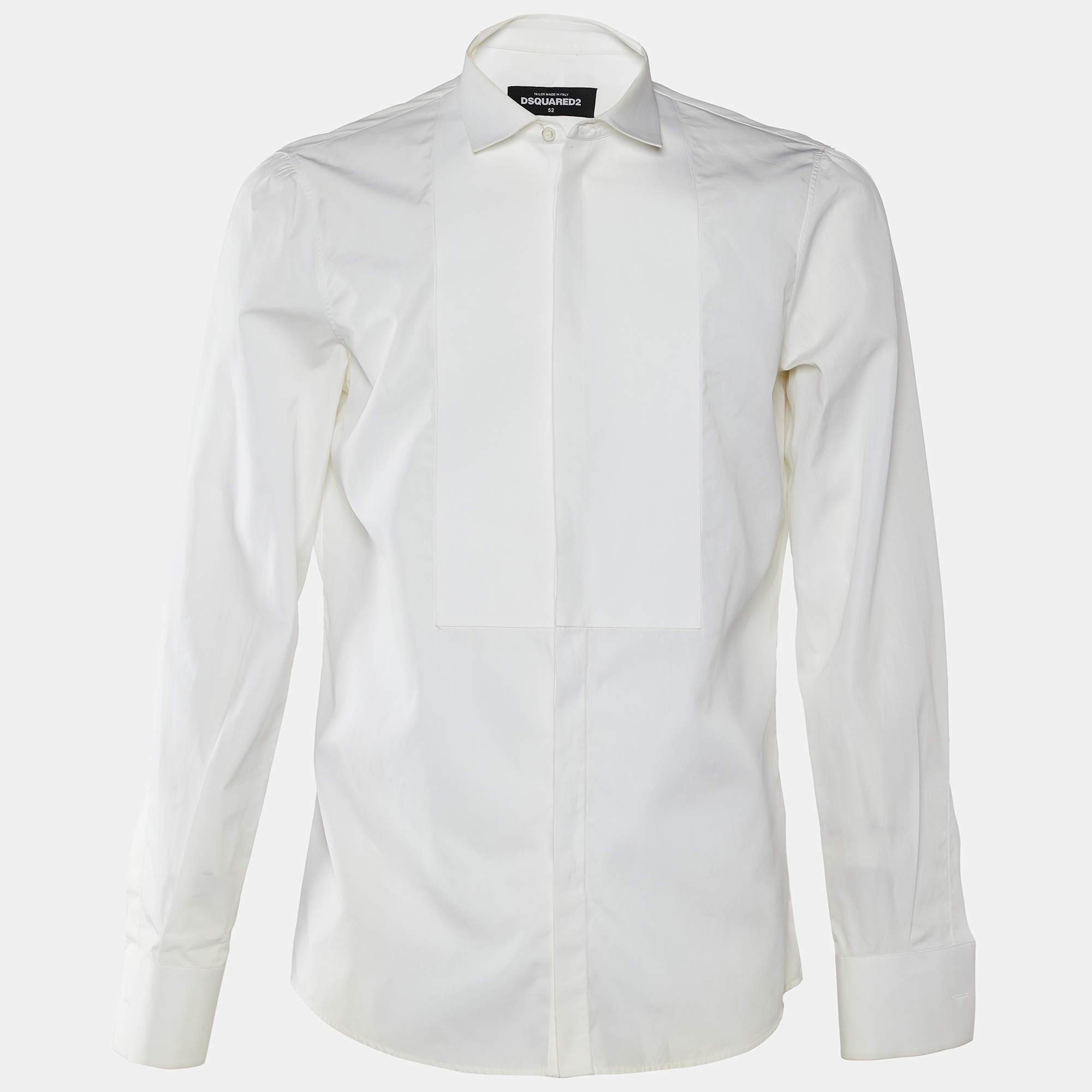 Dsquared2 White Cotton Button Front Tuxedo Shirt XL