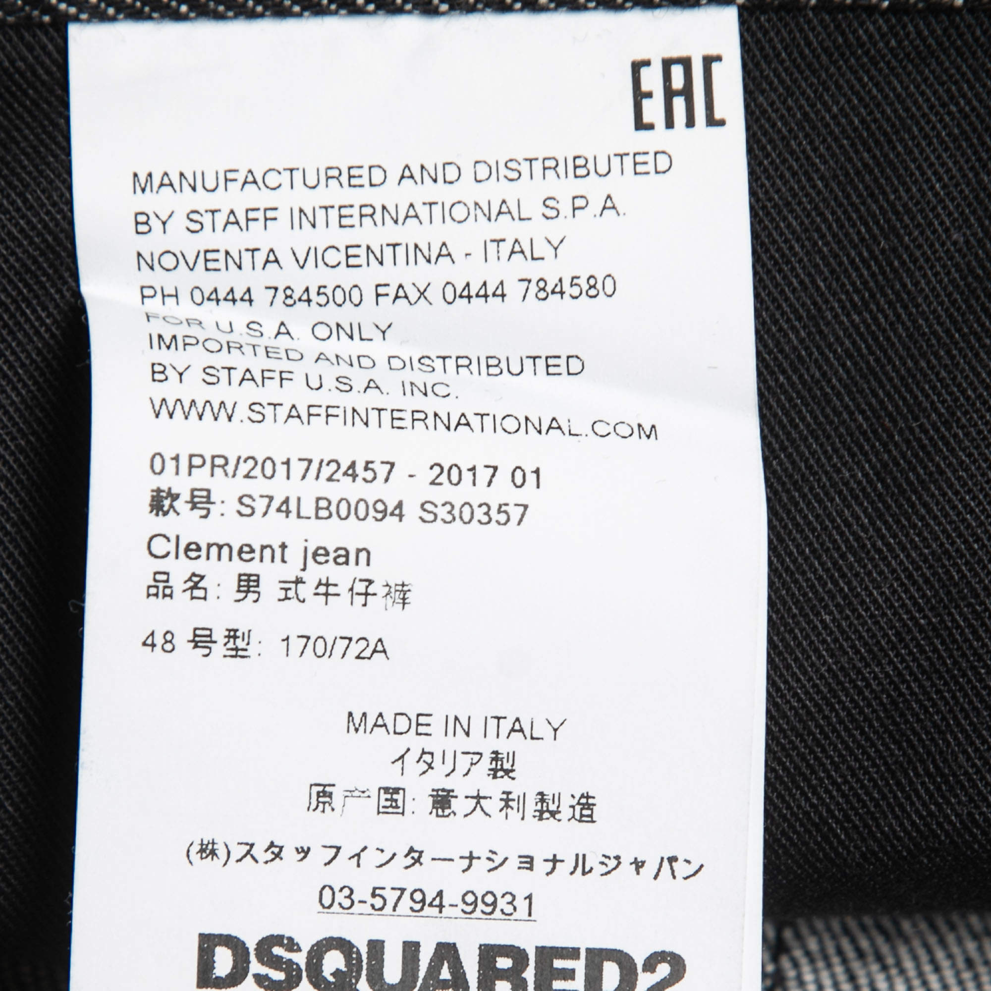 Pre Owned Dsquared2 Black Distressed Studded Denim Slim Fit Jeans M Waist 33"