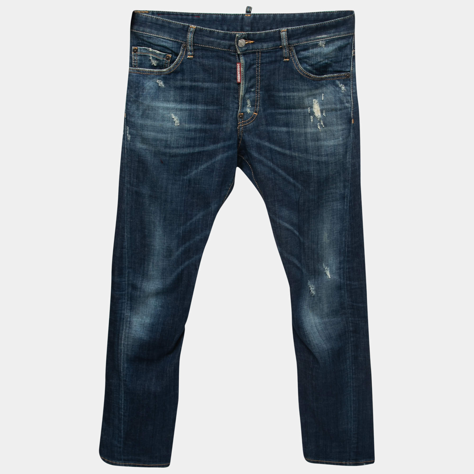 Pre Owned Dsquared2 Blue Distressed Denim Regular Fit Jeans M