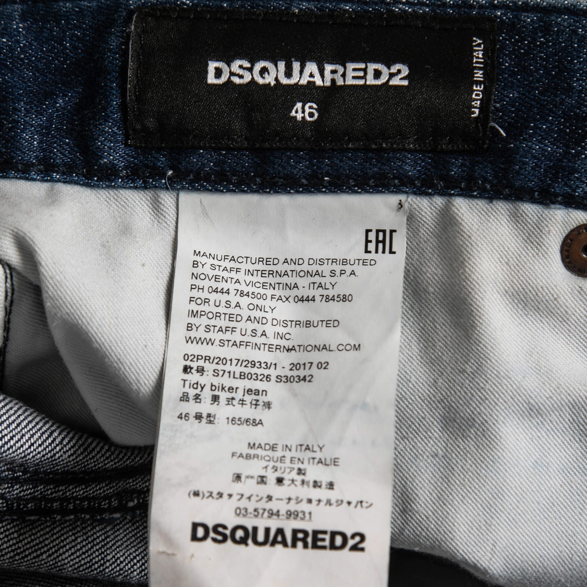 Dsquared2 Blue Distressed Paint Splattered Denim Biker Jeans S Waist 32