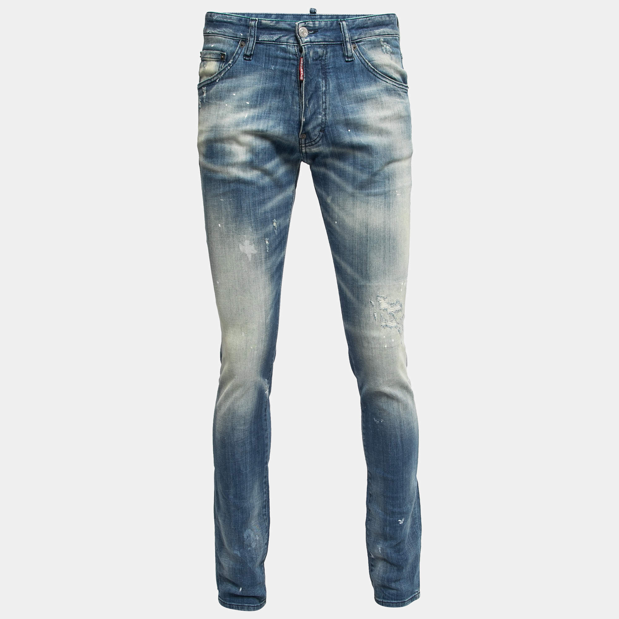 Pre Owned Dsquared2 Blue Faded Distressed Denim Jeans M Waist 34"