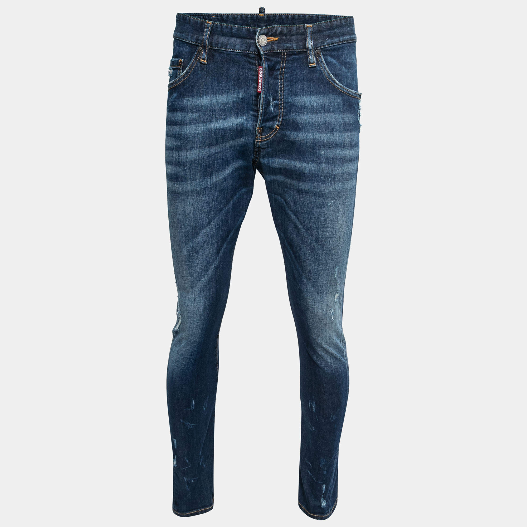 Dsquared2 Blue Distressed Denim Skinny Jeans L Waist 34"