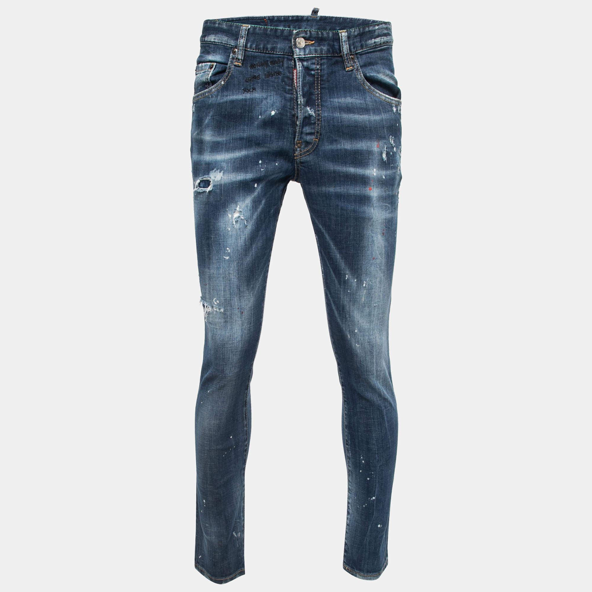 Dsquared2 Blue Distressed Denim Skater Jeans M Waist 32"