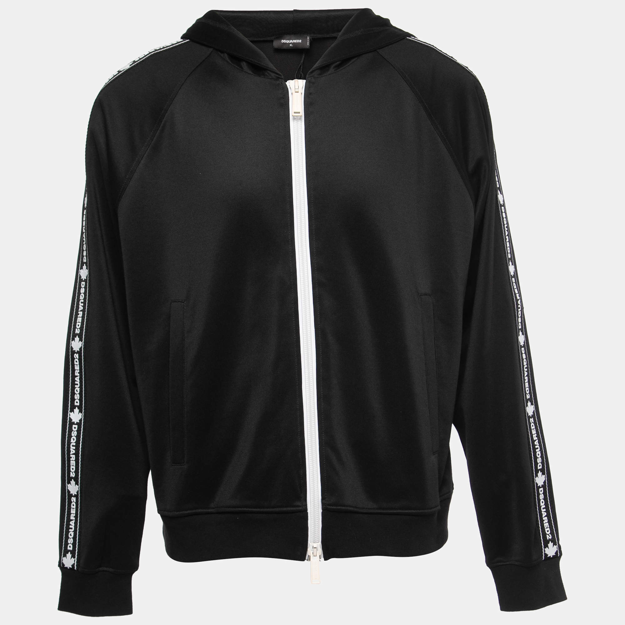 Dsquared2 Black Jersey Side Stripe Detail Zip-Up Jacket XL