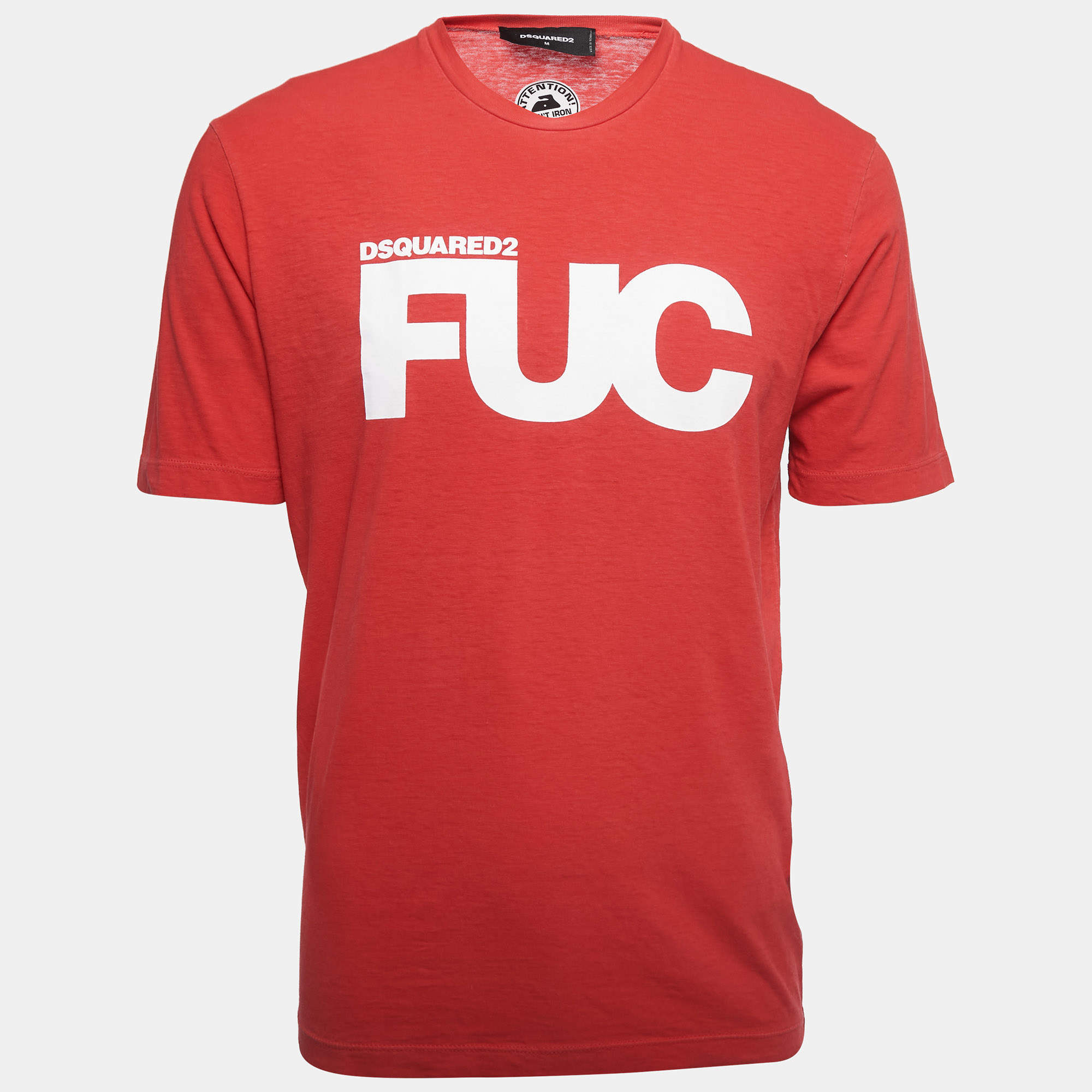 Dsquared2 Red Logo Print Cotton Crew Neck Half Sleeve T-Shirt M