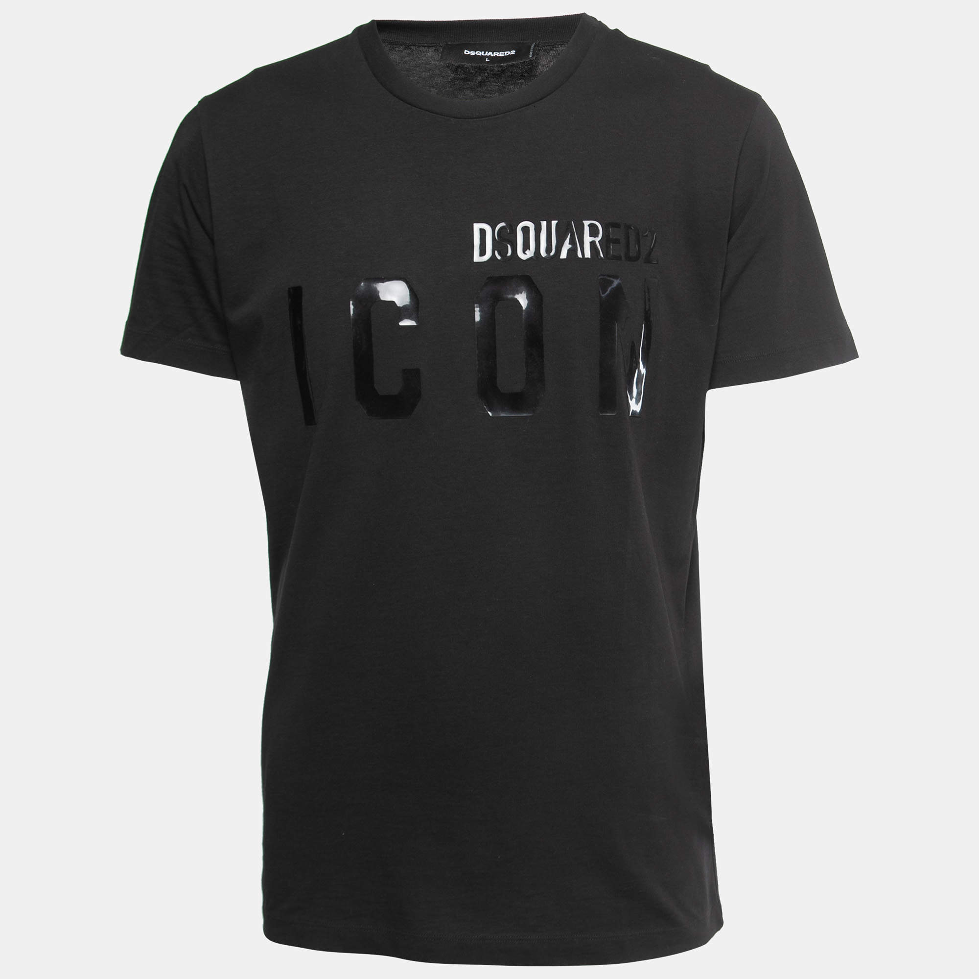 Dsquared2 Black Icon Monotone Print Cotton Cool Fit T-Shirt L