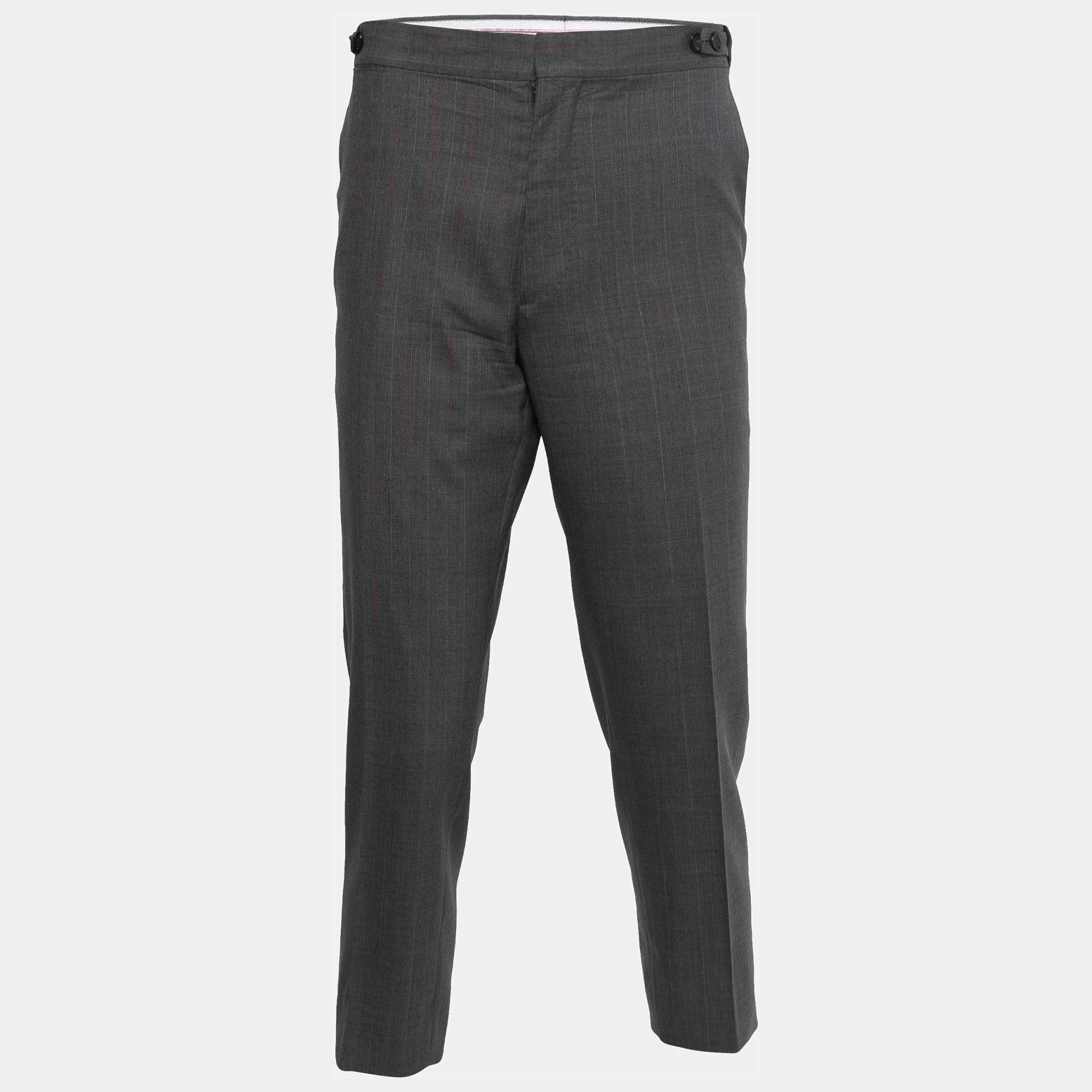 Dsquared2 Grey Pinstriped Wool Formal Pants XL