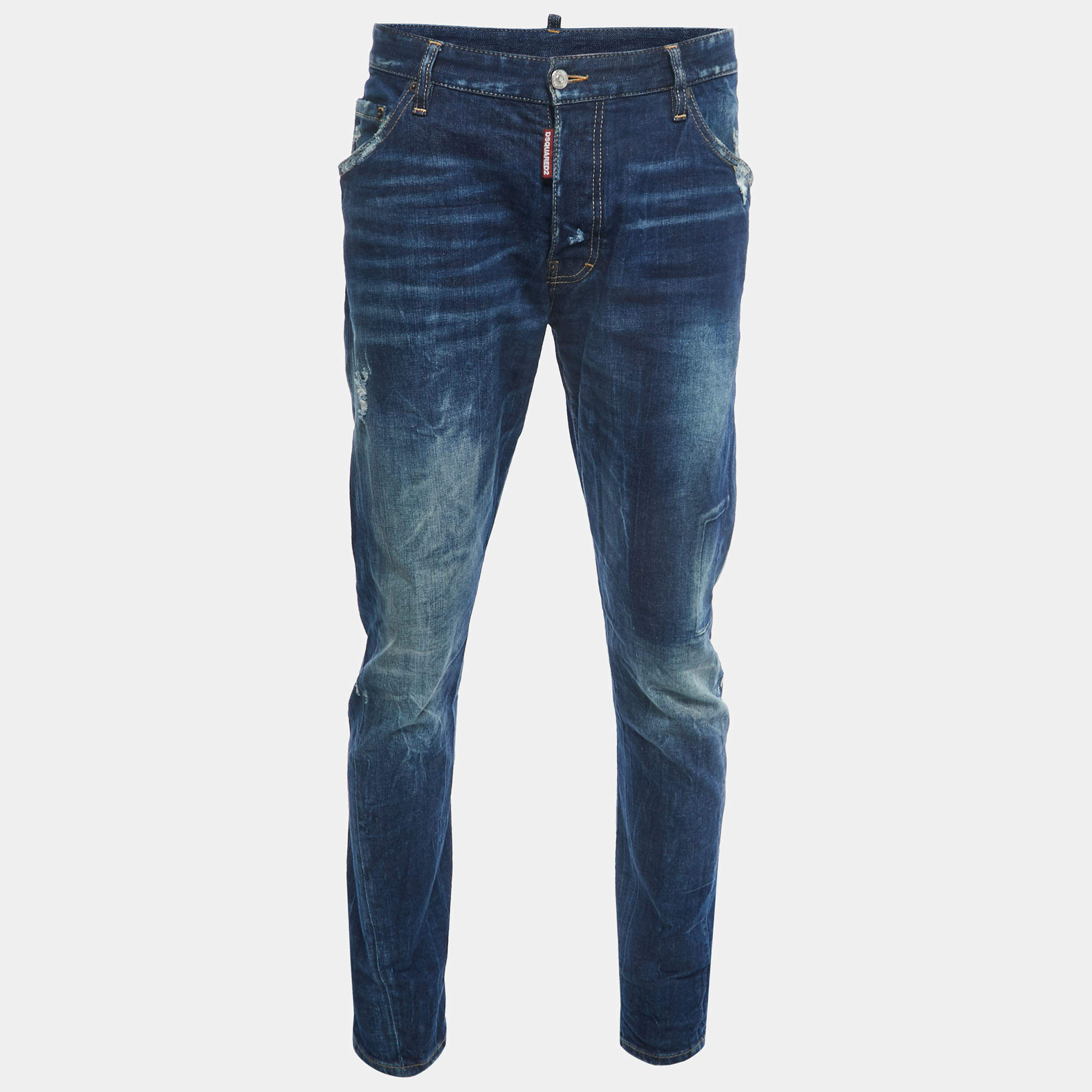 Dsquared2 Blue Crinkled & Distressed Denim Jeans L Waist 34"