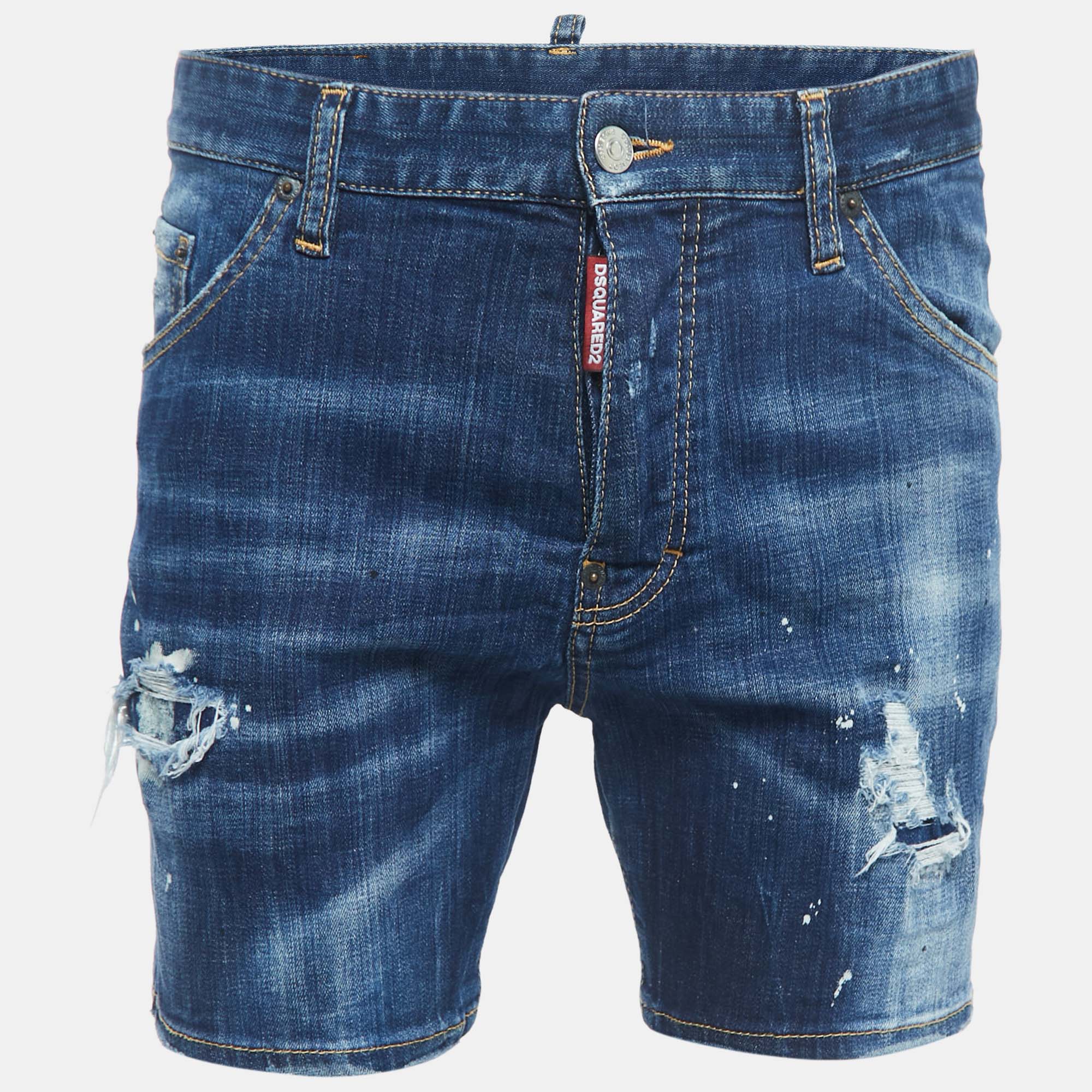 Dsquared2 Blue Distressed Ripped Denim Shorts M