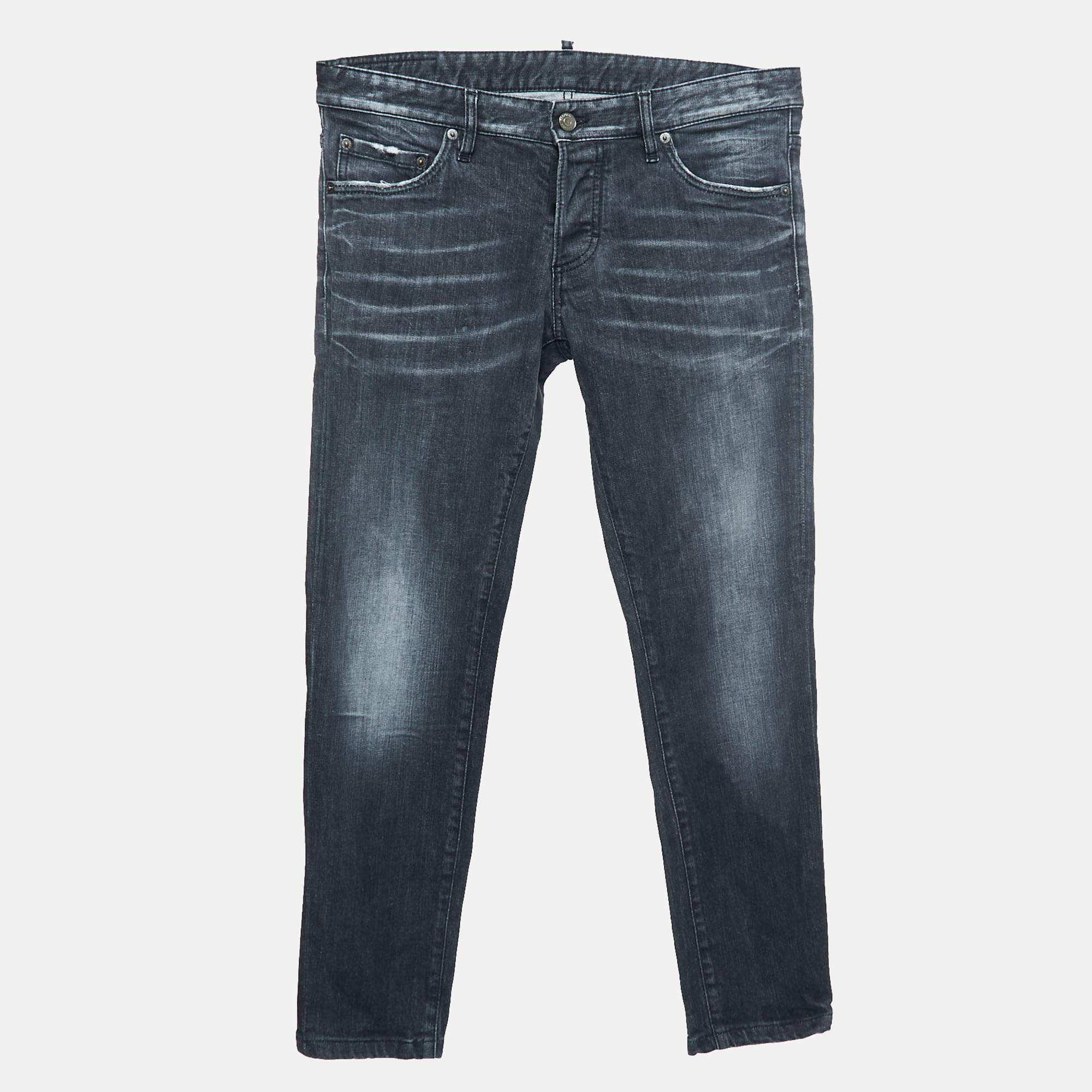 Dsquared2 Grey Distressed Denim Skinny Jeans M Waist 34"