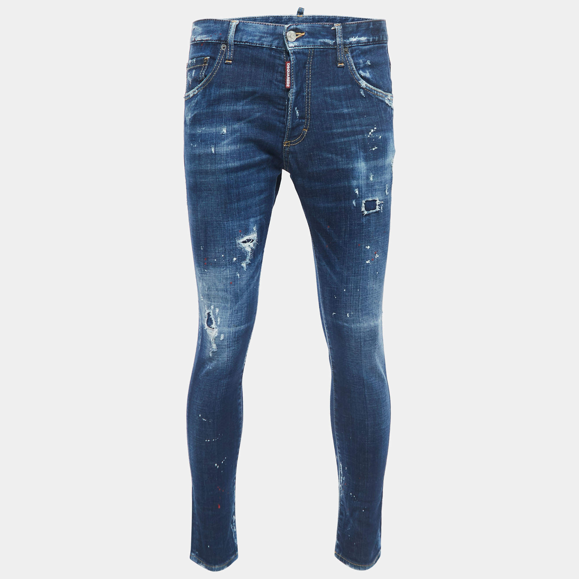 Pre Owned Dsquared2 Blue Distressed Denim Dan Skinny Jeans M Waist 34"