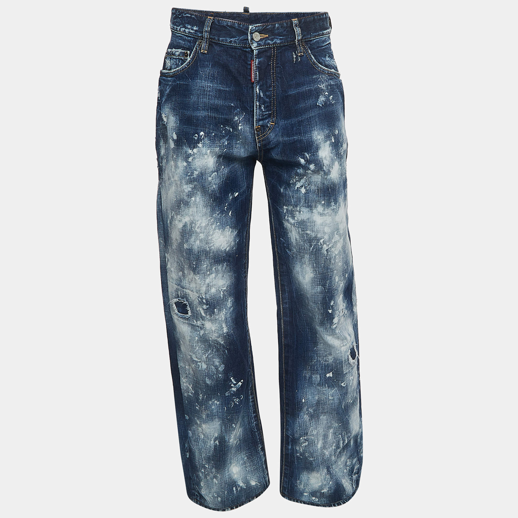 Dsquared2 Blue Washed Painted Effect Denim Jeans M Waist 32"