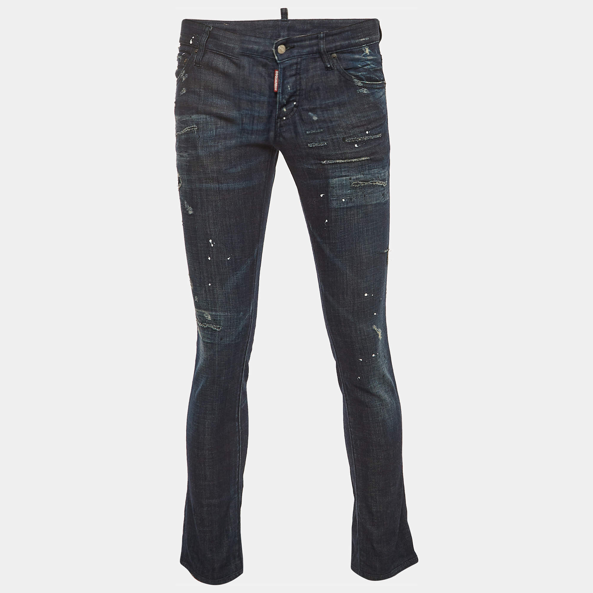 Dsquared2 Dark Blue Distressed Denim Jeans S Waist 32"