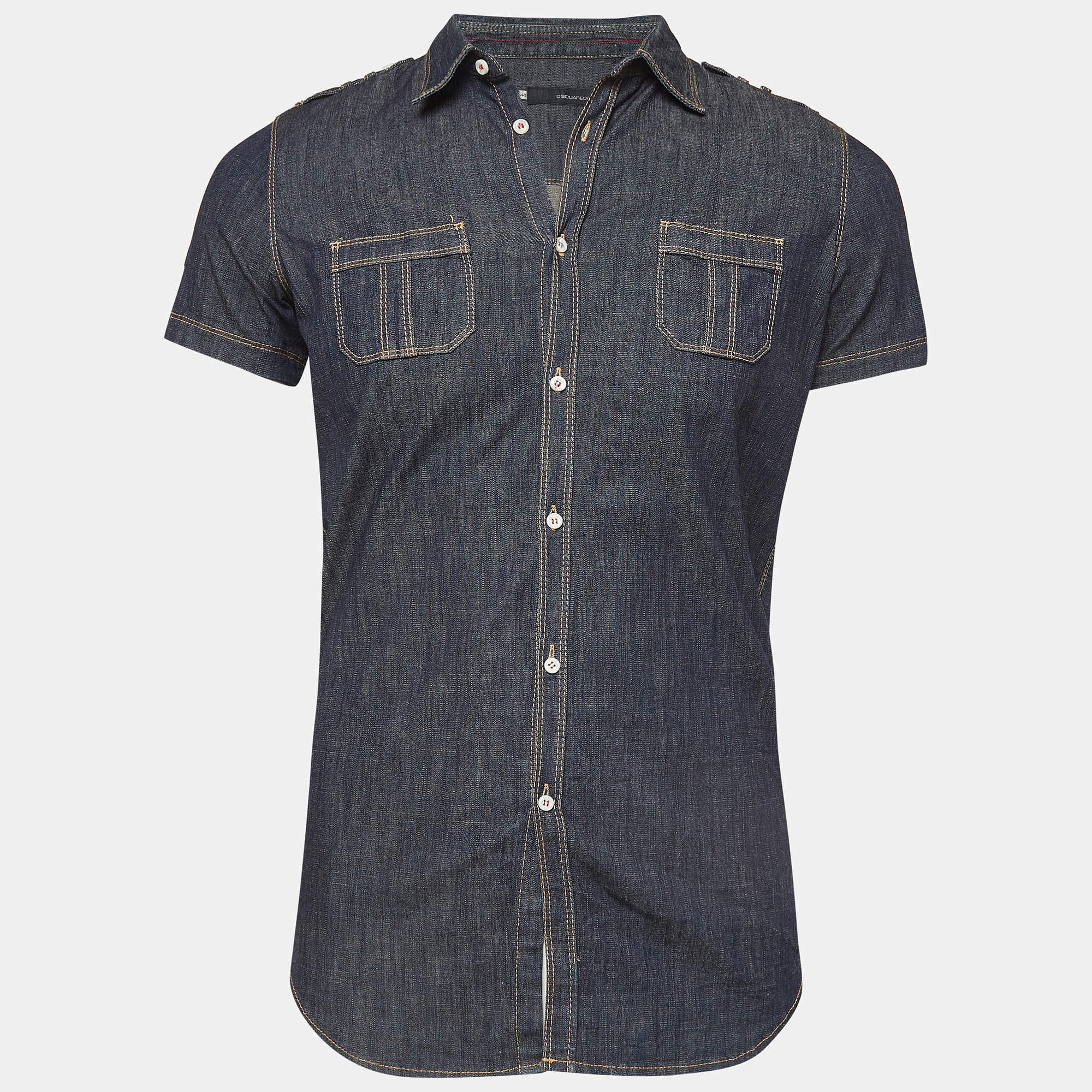 Dsquared2 Navy Blue Denim Short Sleeve Shirt XS