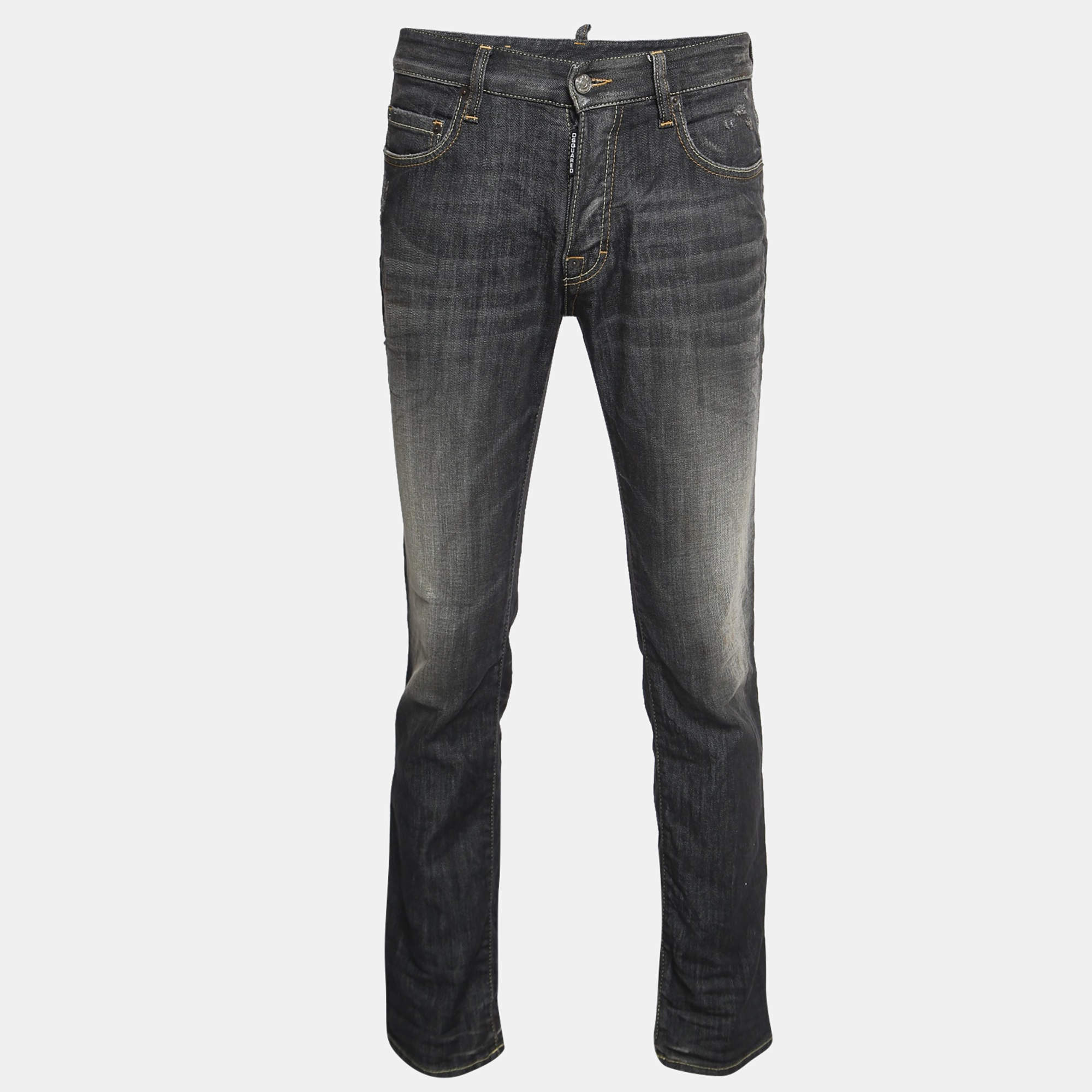Dsquared2 Charcoal Grey Washed Denim Jeans S Waist 32"