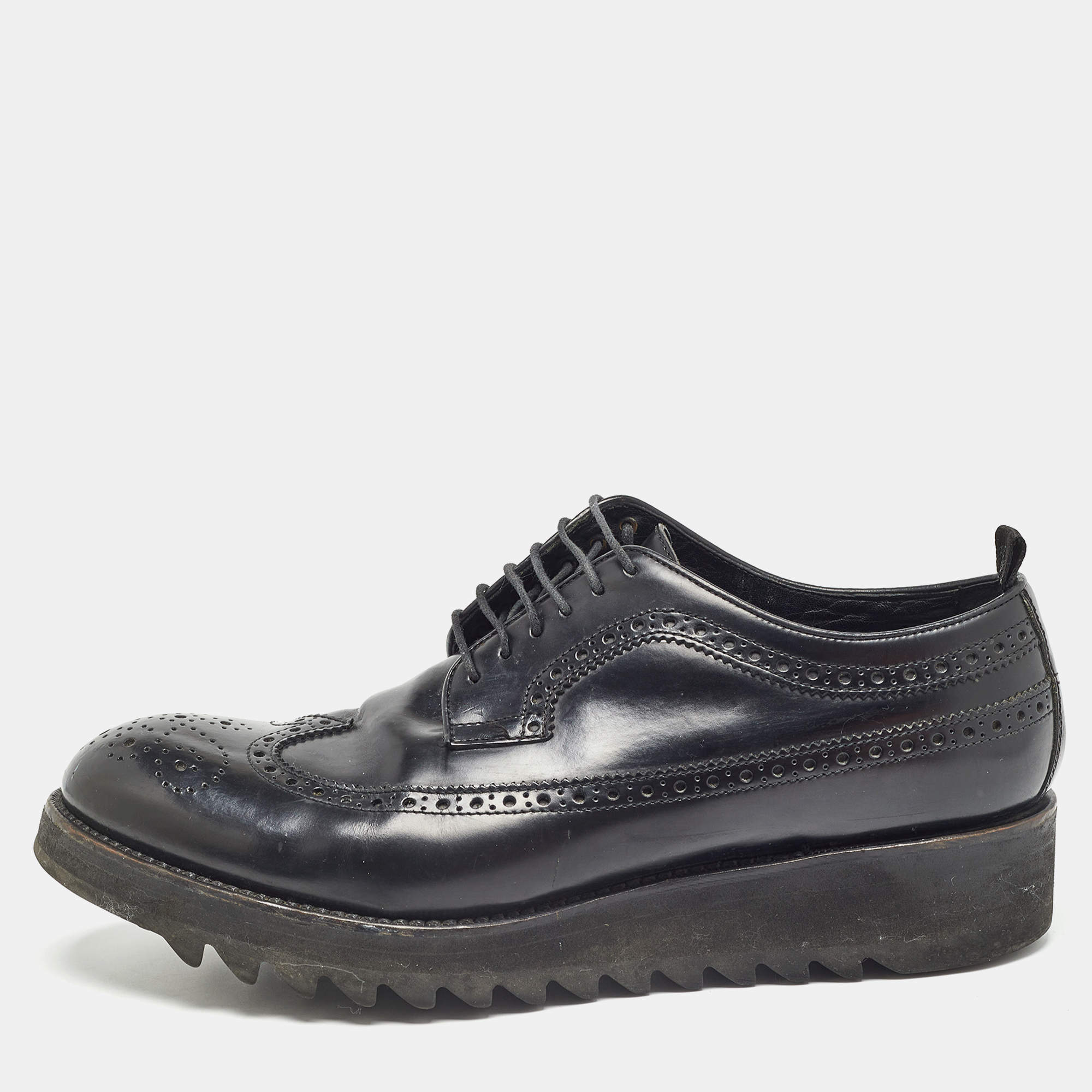 Dsquared2 Black Brogue Leather Lace Up Derby Size 44