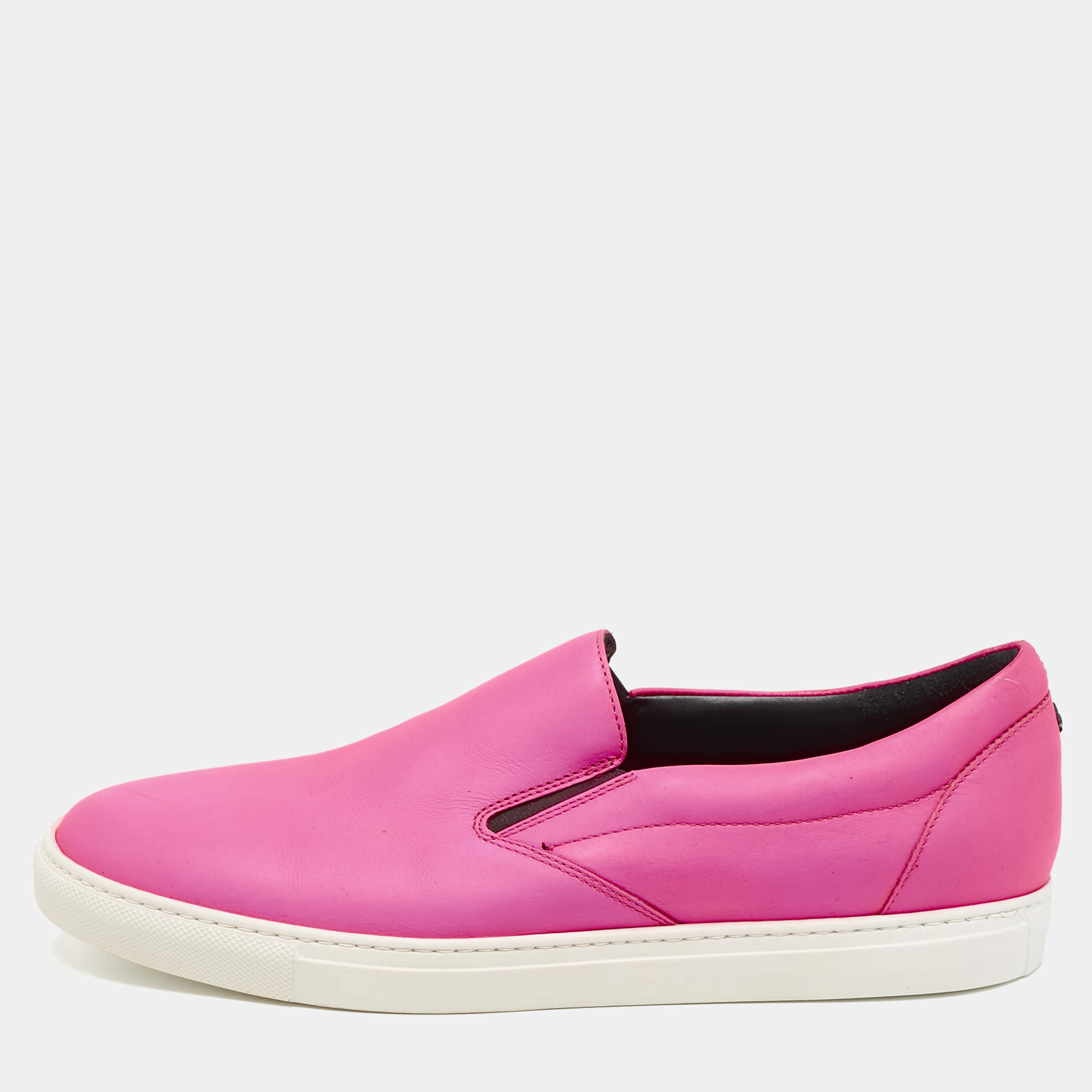 Dsquared2 Neon Pink Leather Slip On Sneakers Size 43