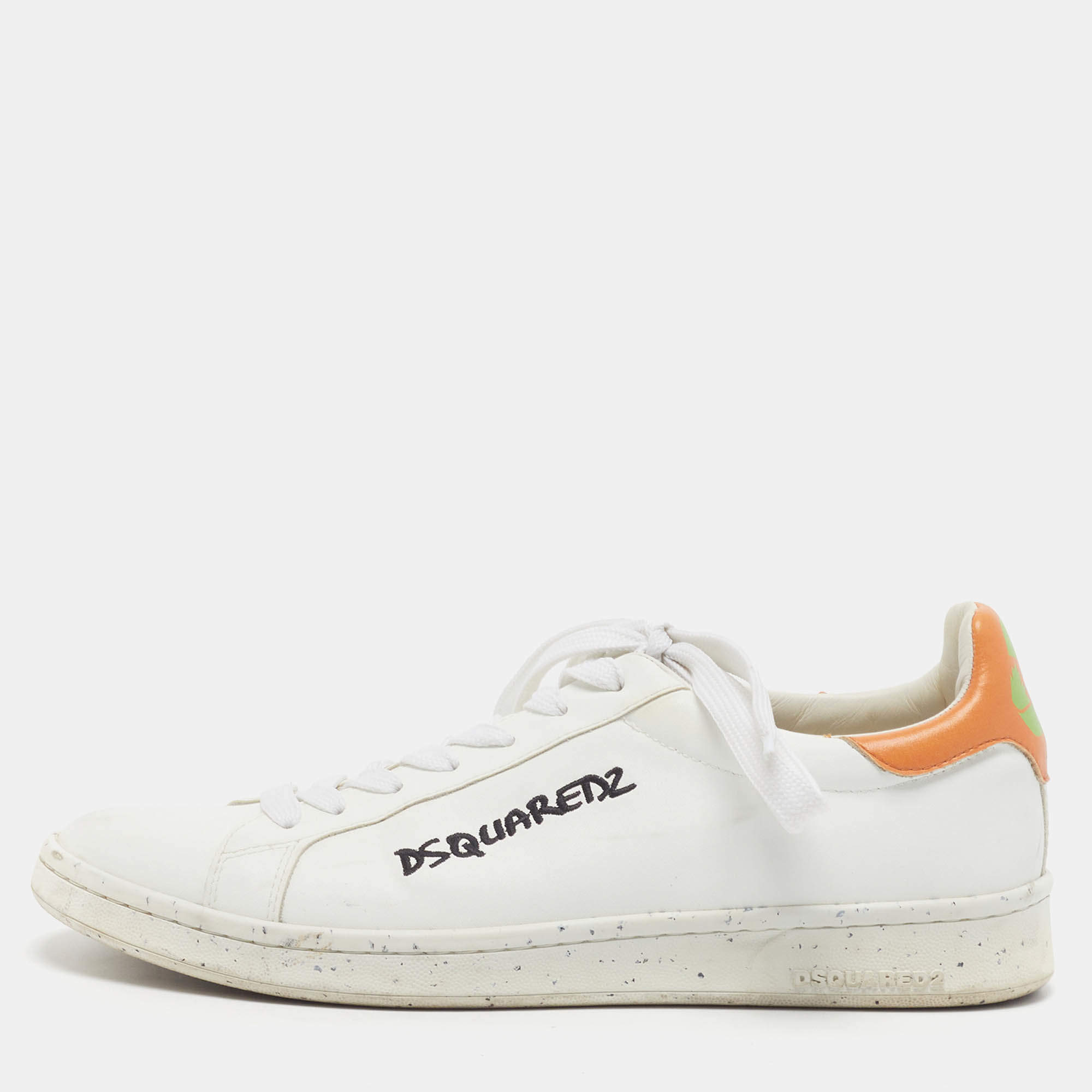 Pre Owned Dsquared2 Size 43 White Leather Lace Up Sneakers