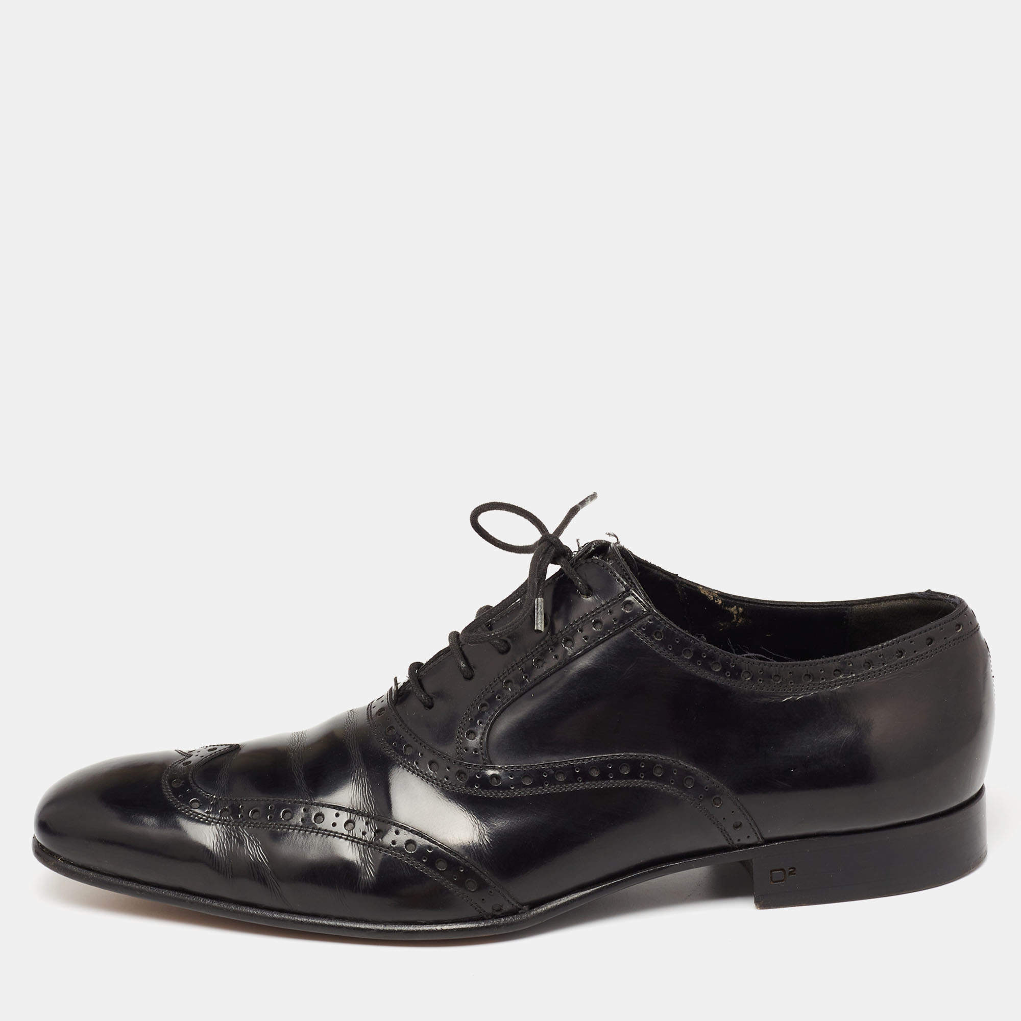 Dsquared2 Black Brogue Patent Leather Oxfords Size 43.5
