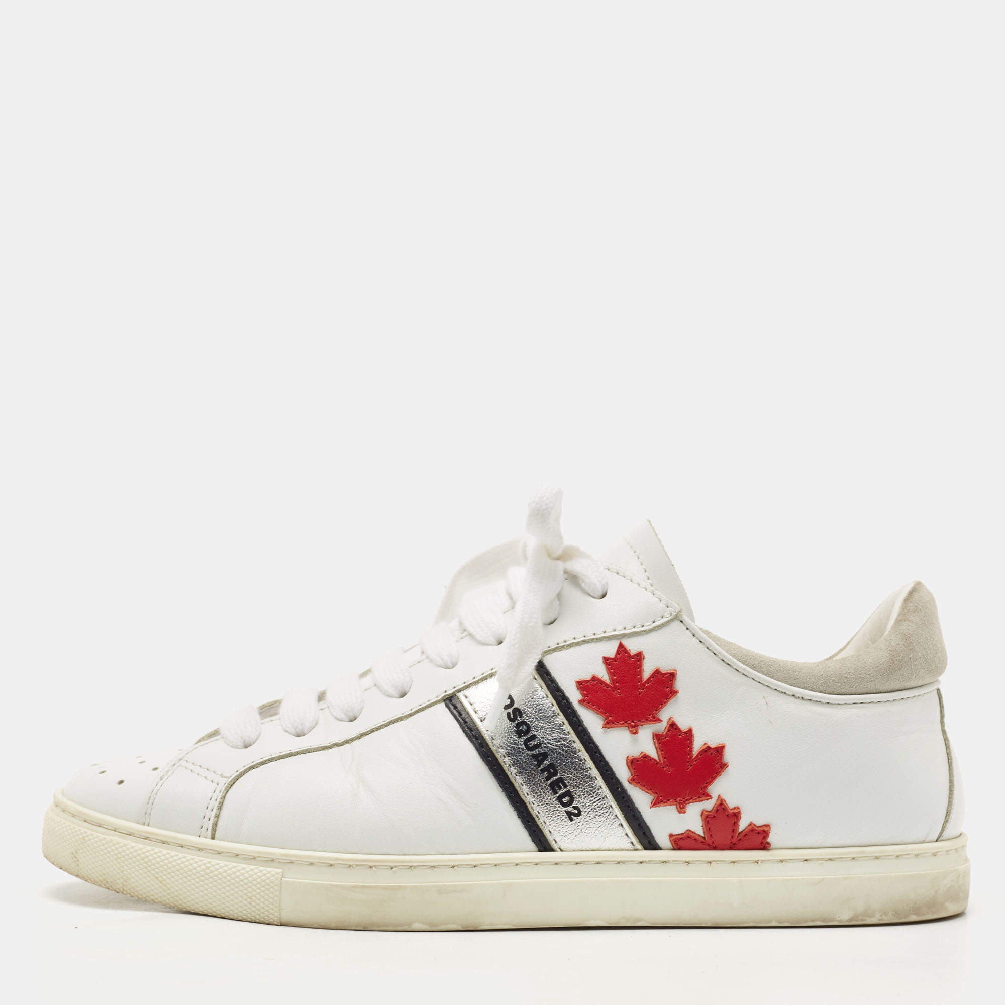 White Leather Low Top Sneakers Size 41 Dsquared2 | TLC