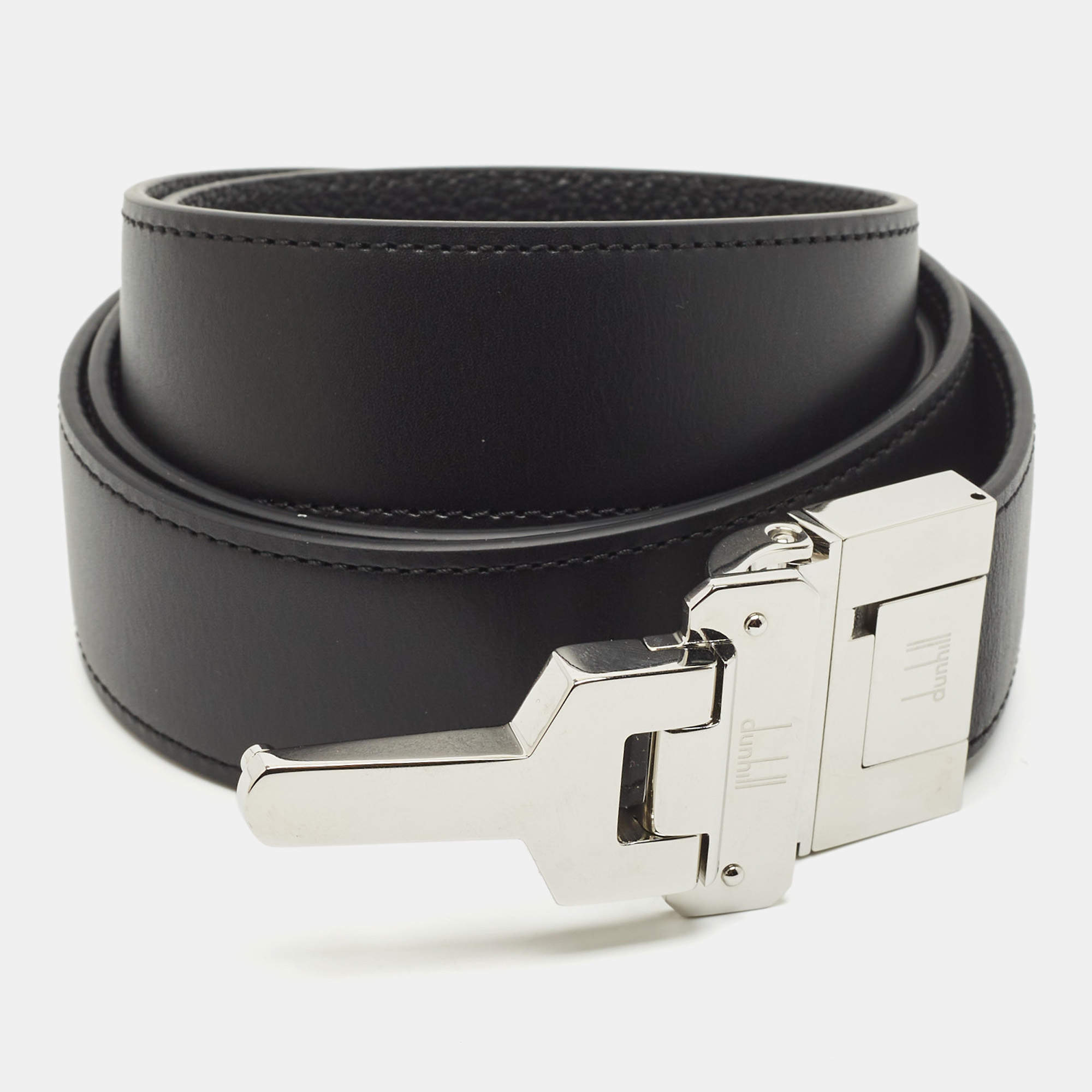 Dunhill Black Leather Reversible Buckle Belt 107CM