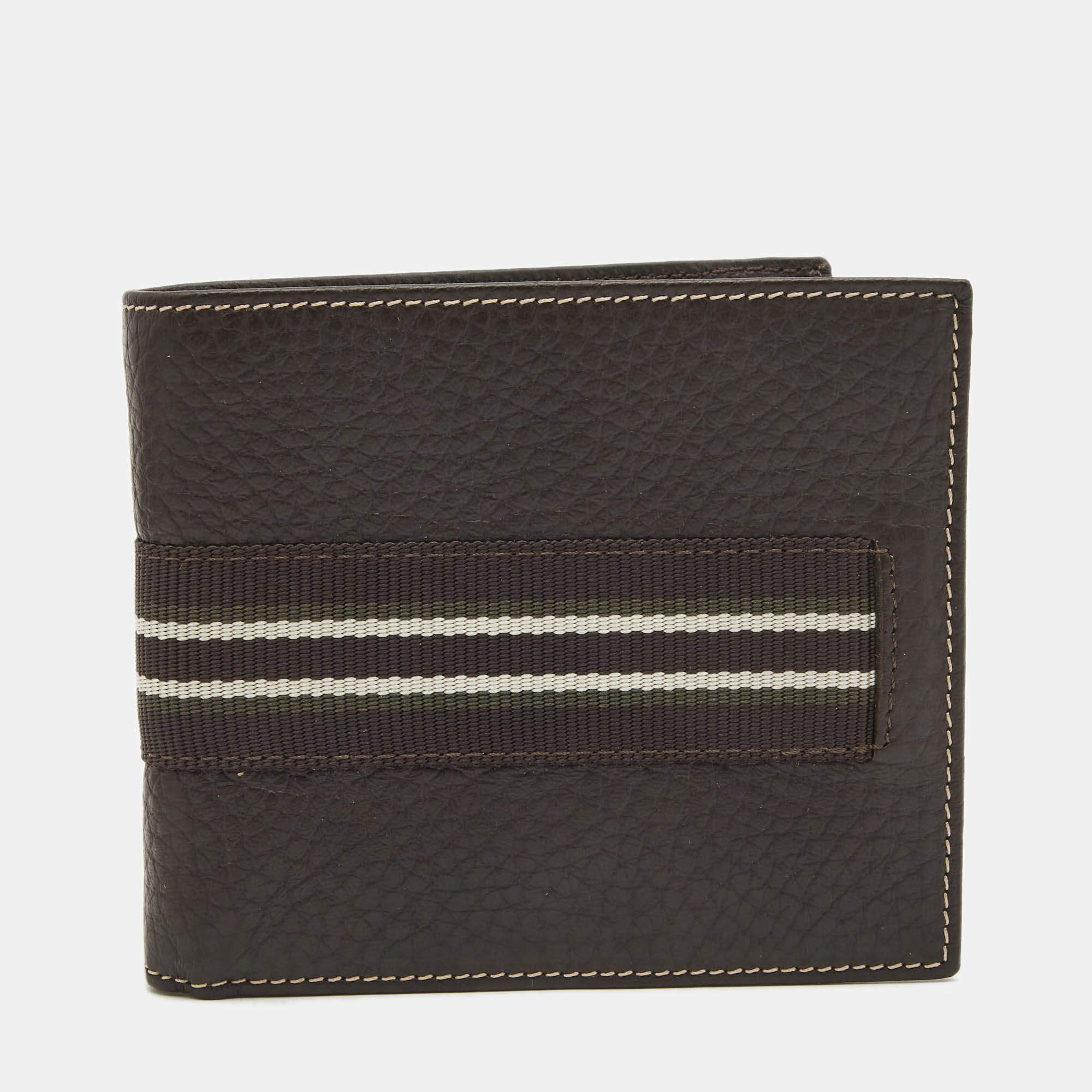 Dunhill Leather Stripe Bifold Compact Wallet