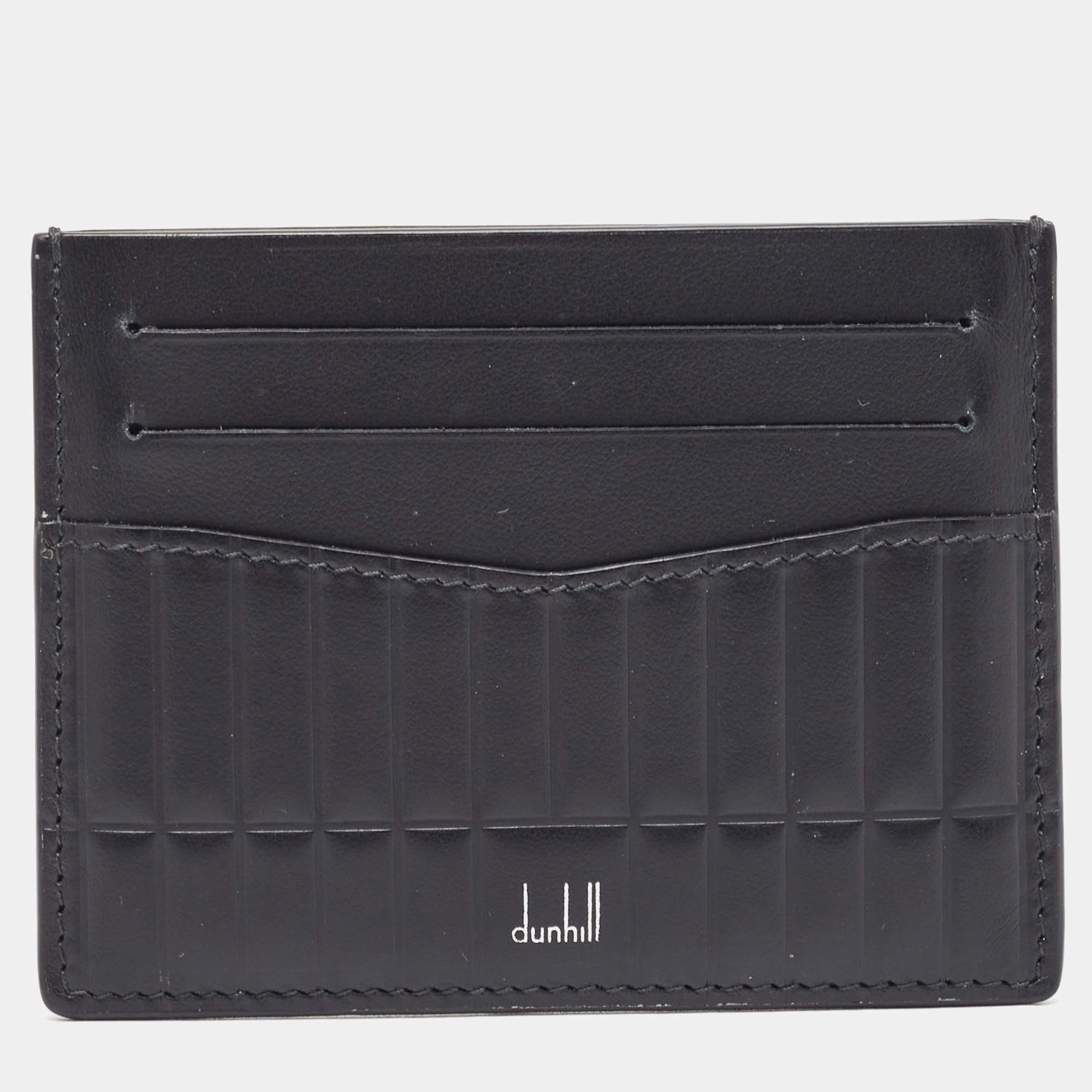 Dunhill Black Debossed Leather Rollagas Card Holder
