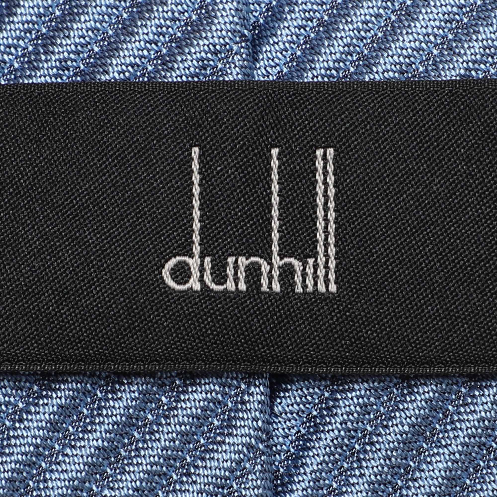 Pre Owned Dunhill Light Blue Silk Herringbone Stripe Woven Tie