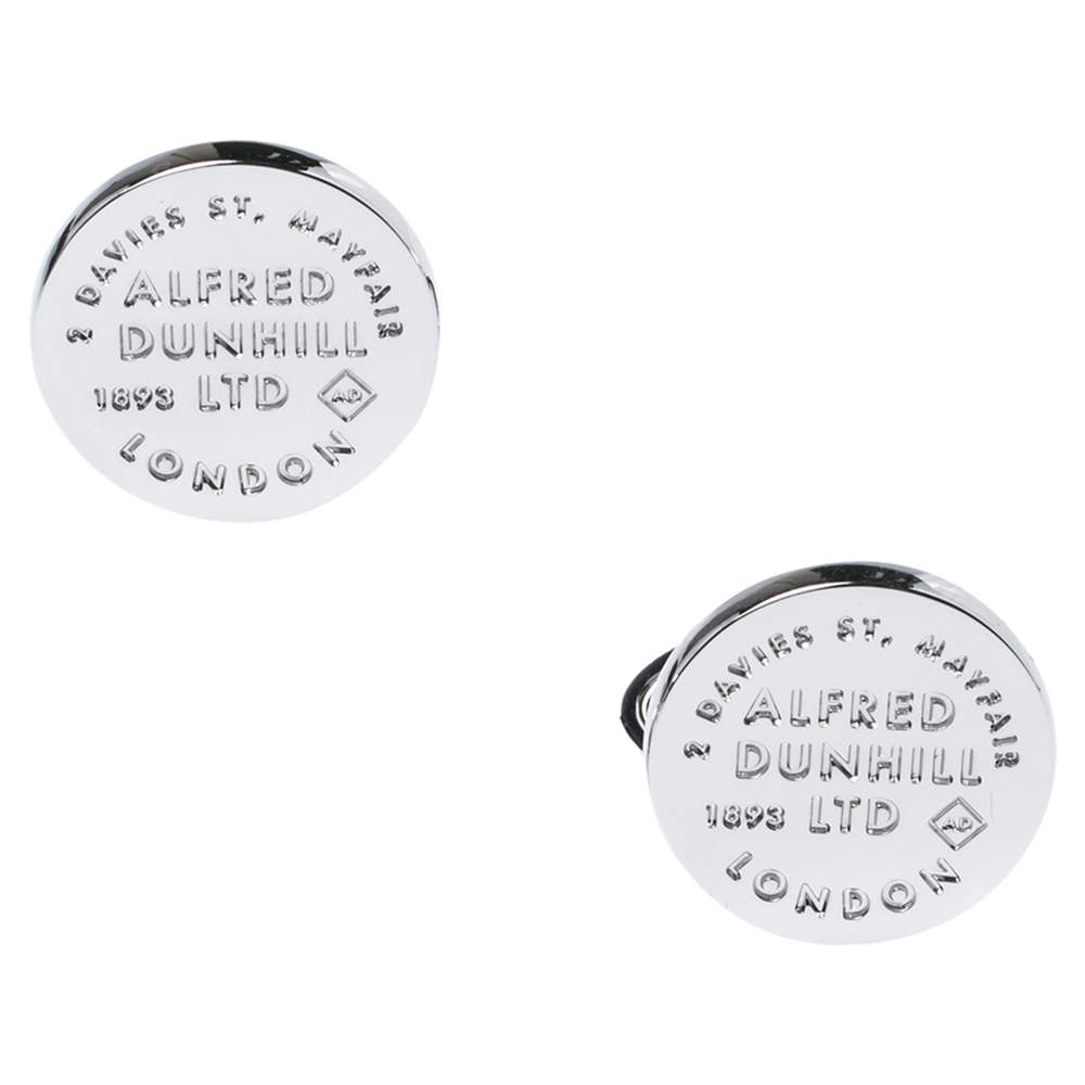 Pre Owned Dunhill Sterling Silver Logo Medallion Cufflinks
